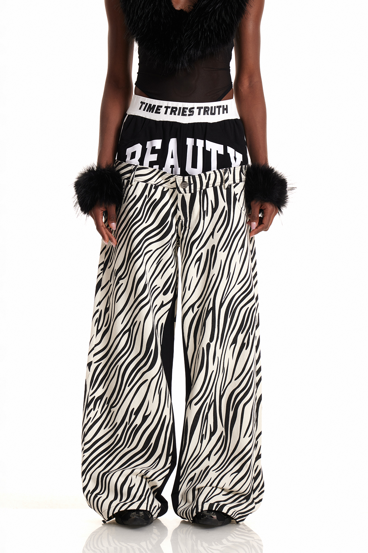 Enos Deconstruct Zebra Print Jeans