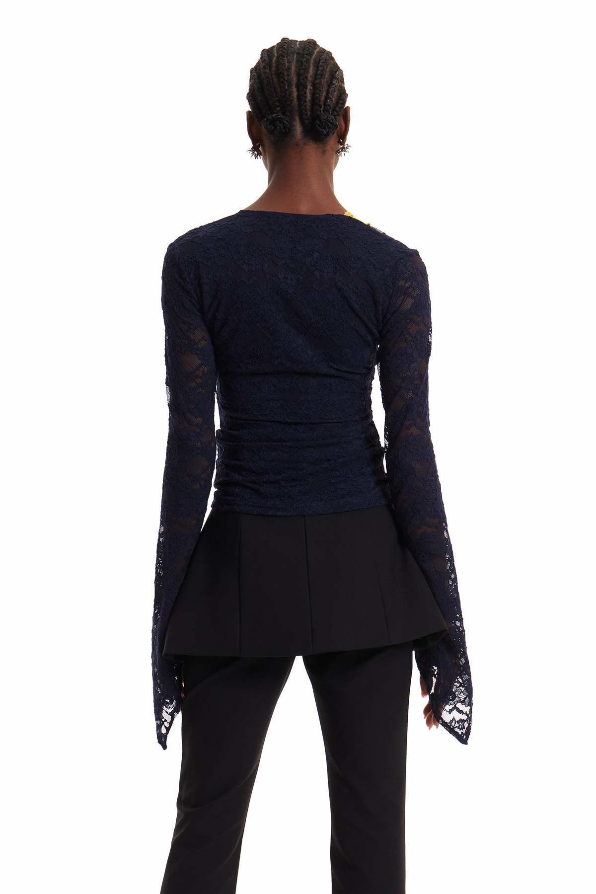 Enrichetta Plunge Lace Twist Top