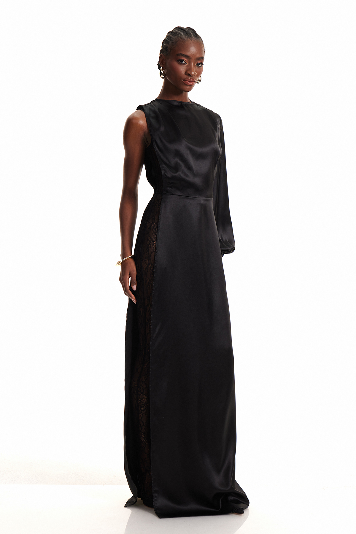 Enriqueta Satin Asymmetric Two Piece Maxi Dress