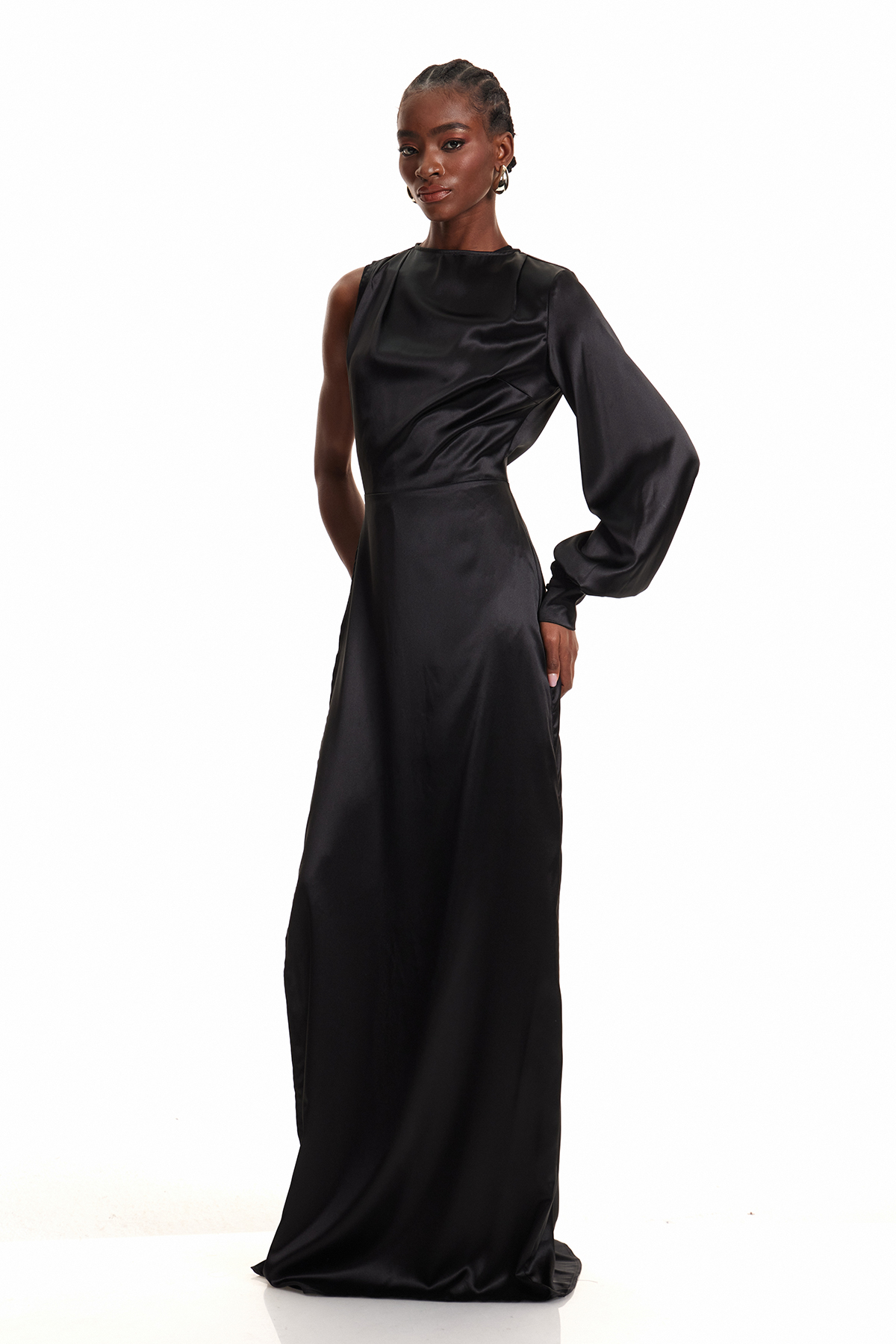 Enriqueta Satin Asymmetric Two Piece Maxi Dress