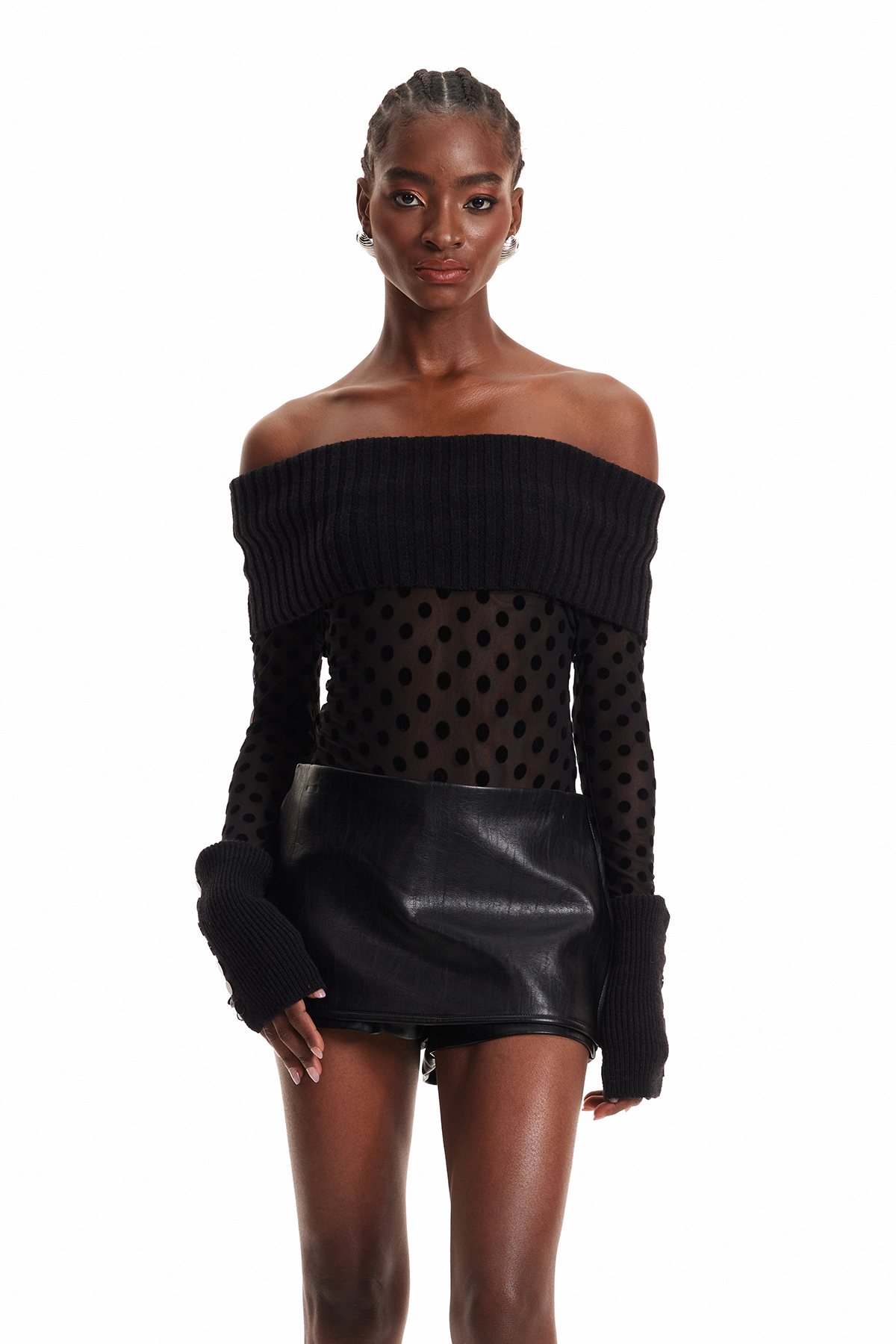 Ensar Off Shoulder Dot SKirt Set