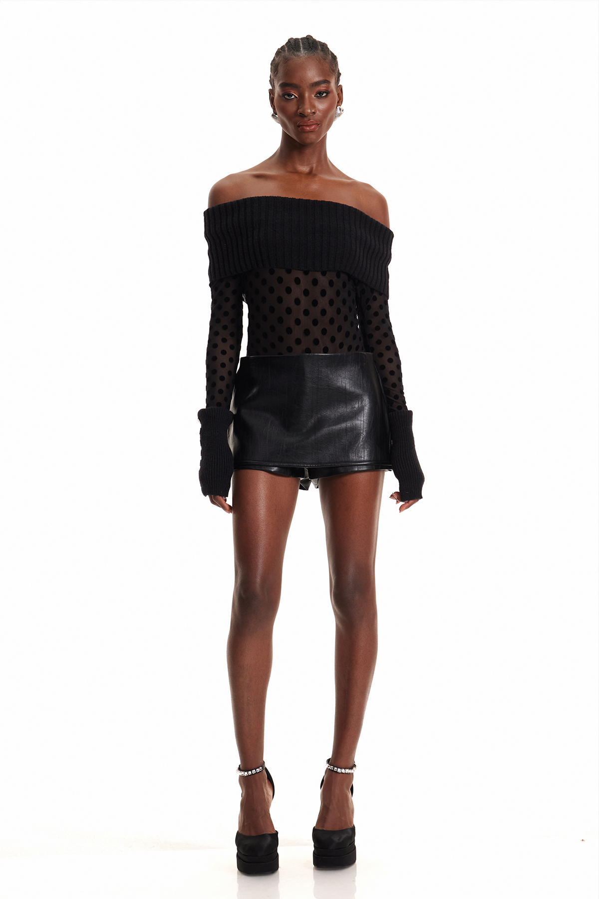 Ensar Off Shoulder Dot SKirt Set