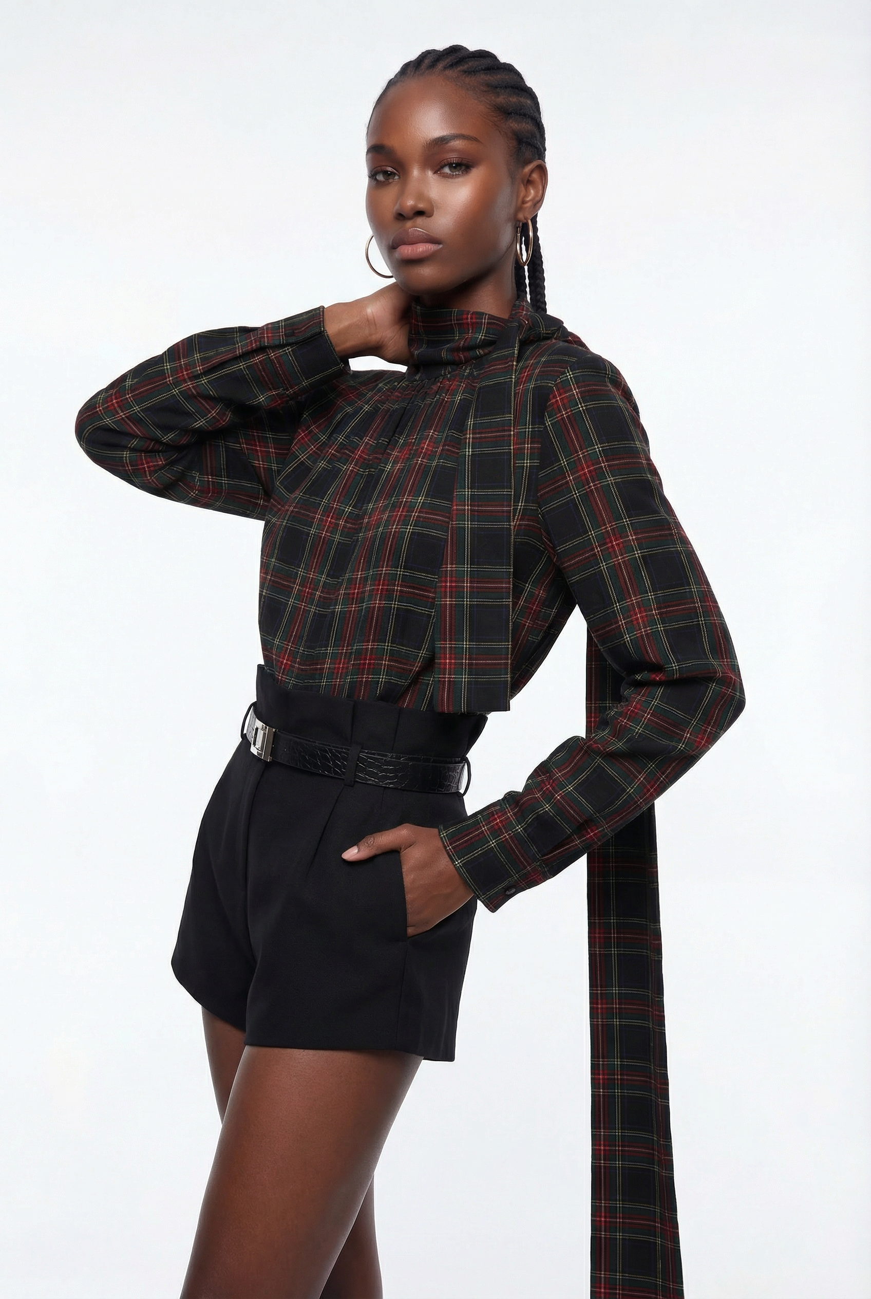 Eormenhild Grid Tie Up Pants Set