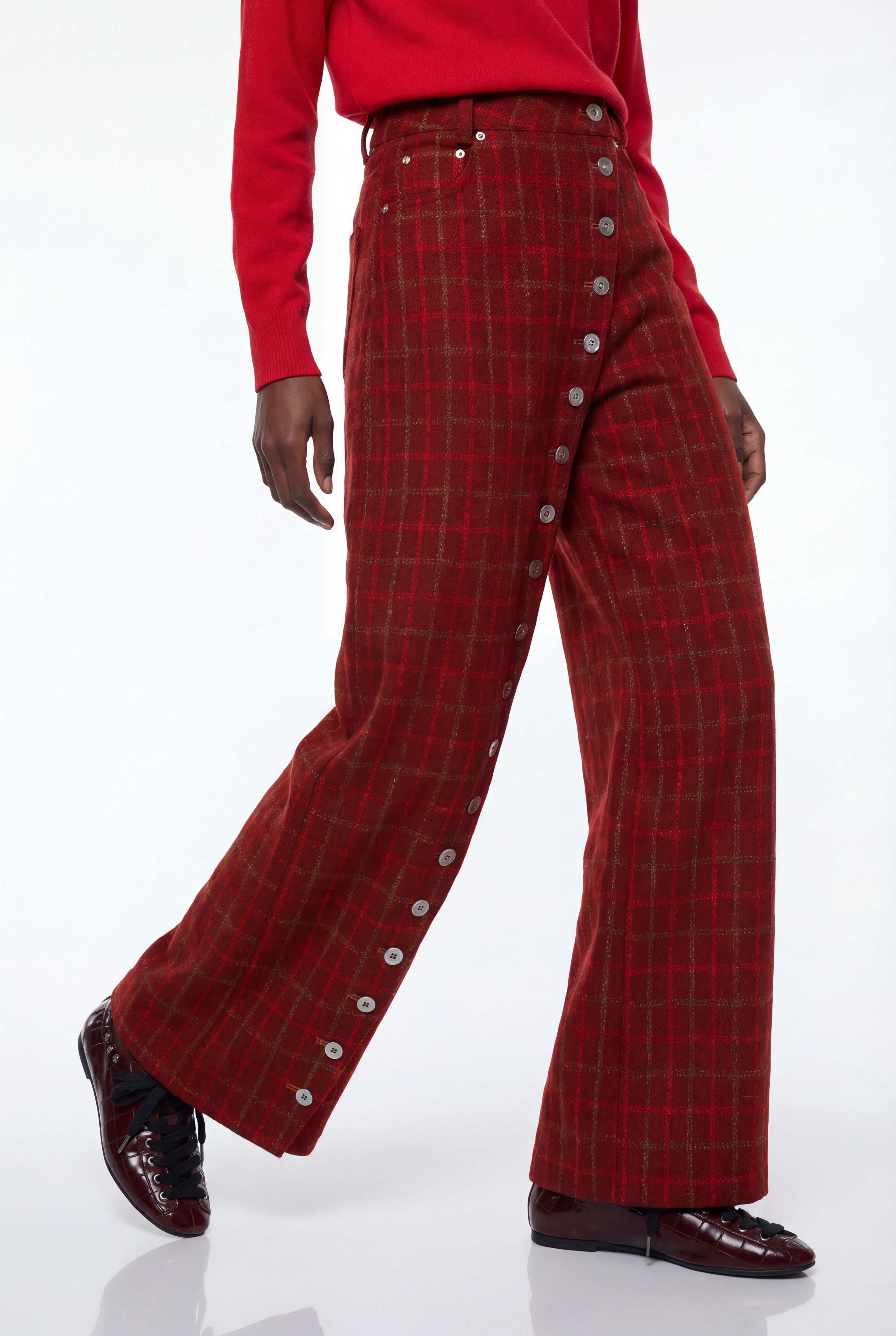 Epaphras Asymmetric Plaid Pants 