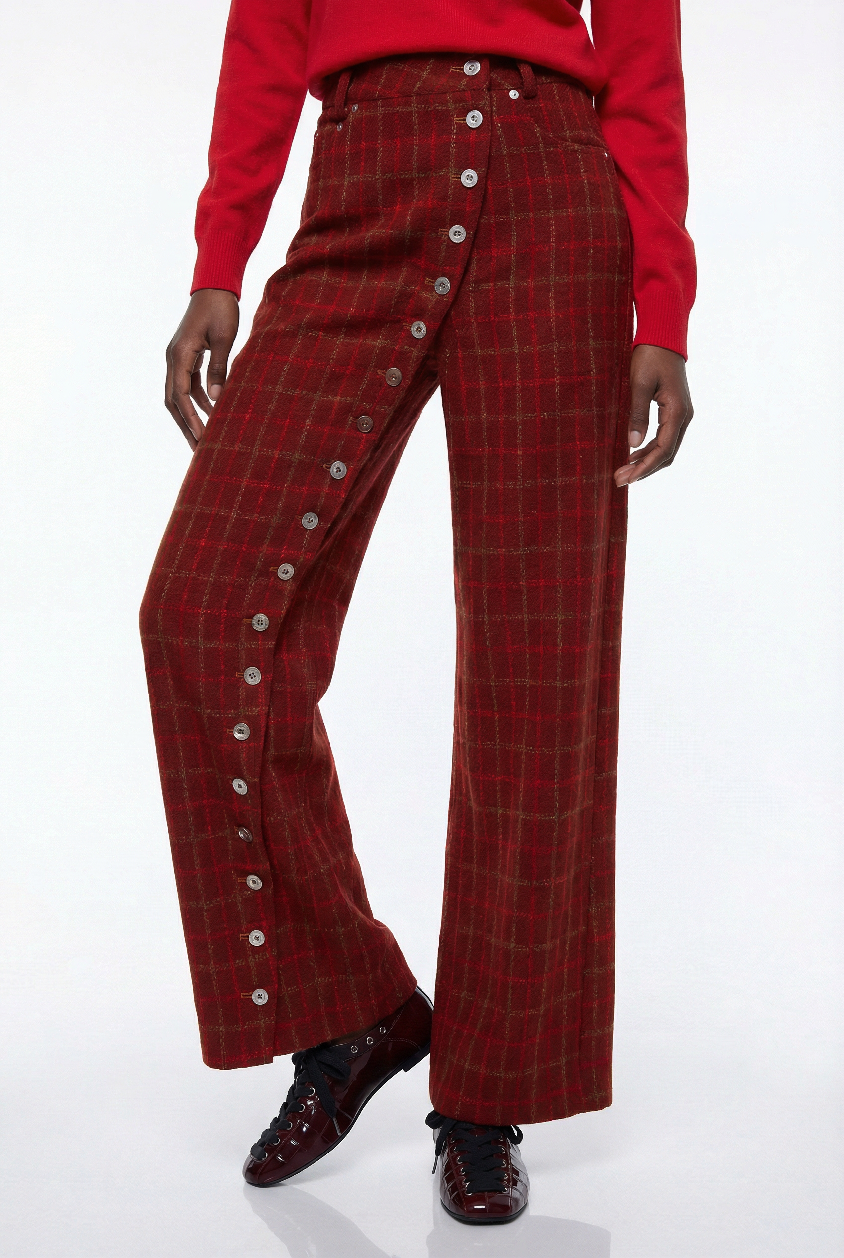 Epaphras Asymmetric Plaid Pants 