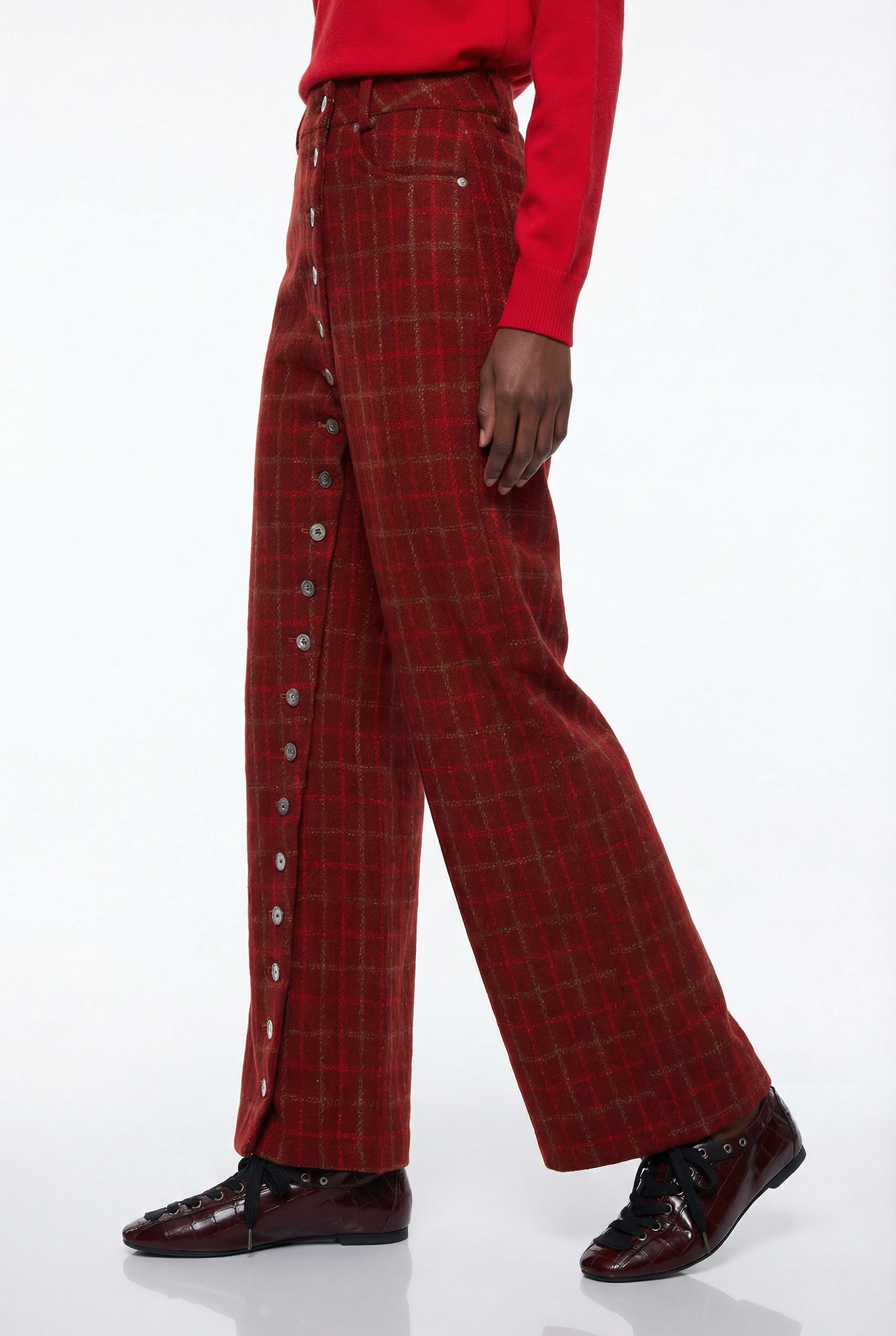 Epaphras Asymmetric Plaid Pants 