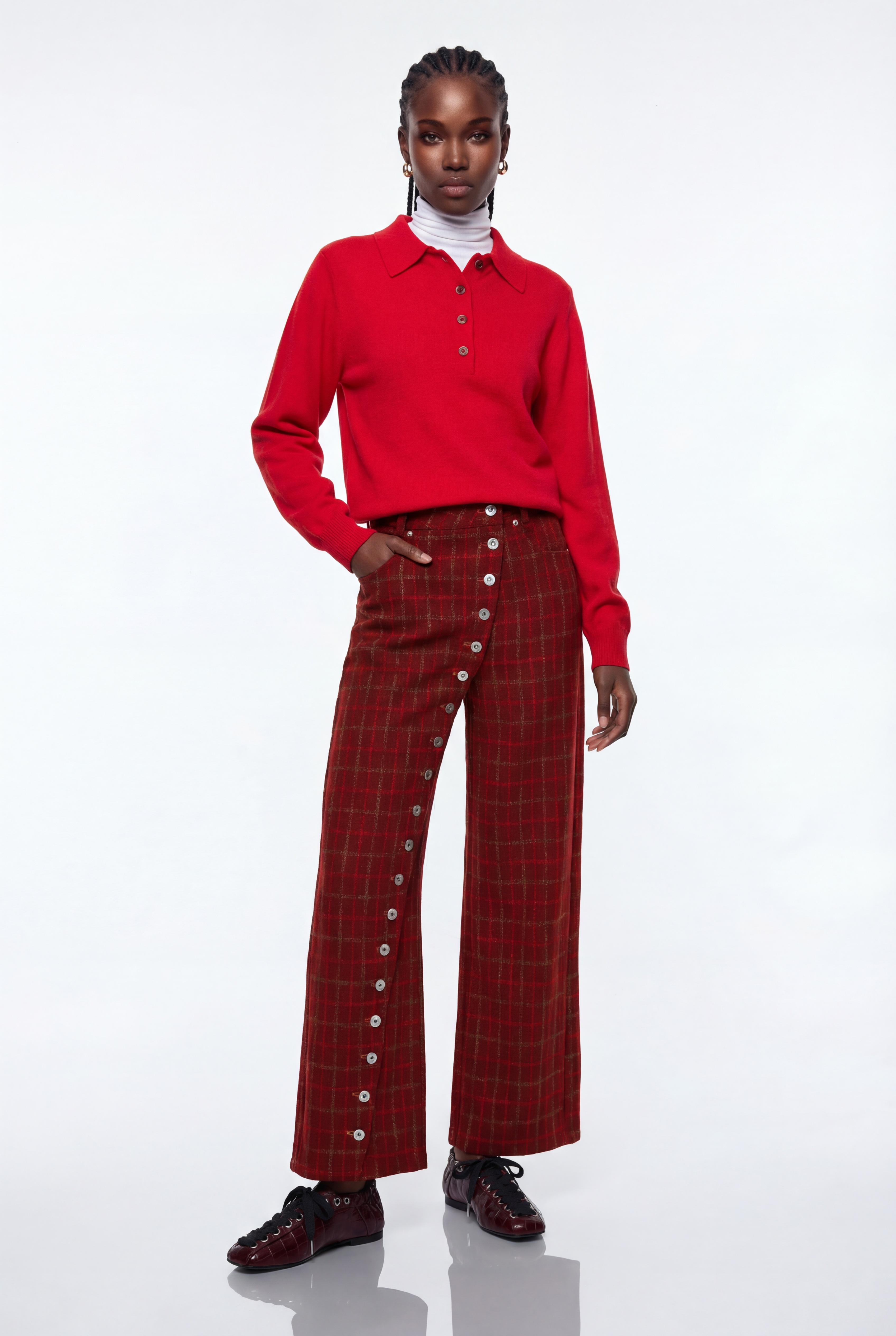 Epaphras Asymmetric Plaid Pants 