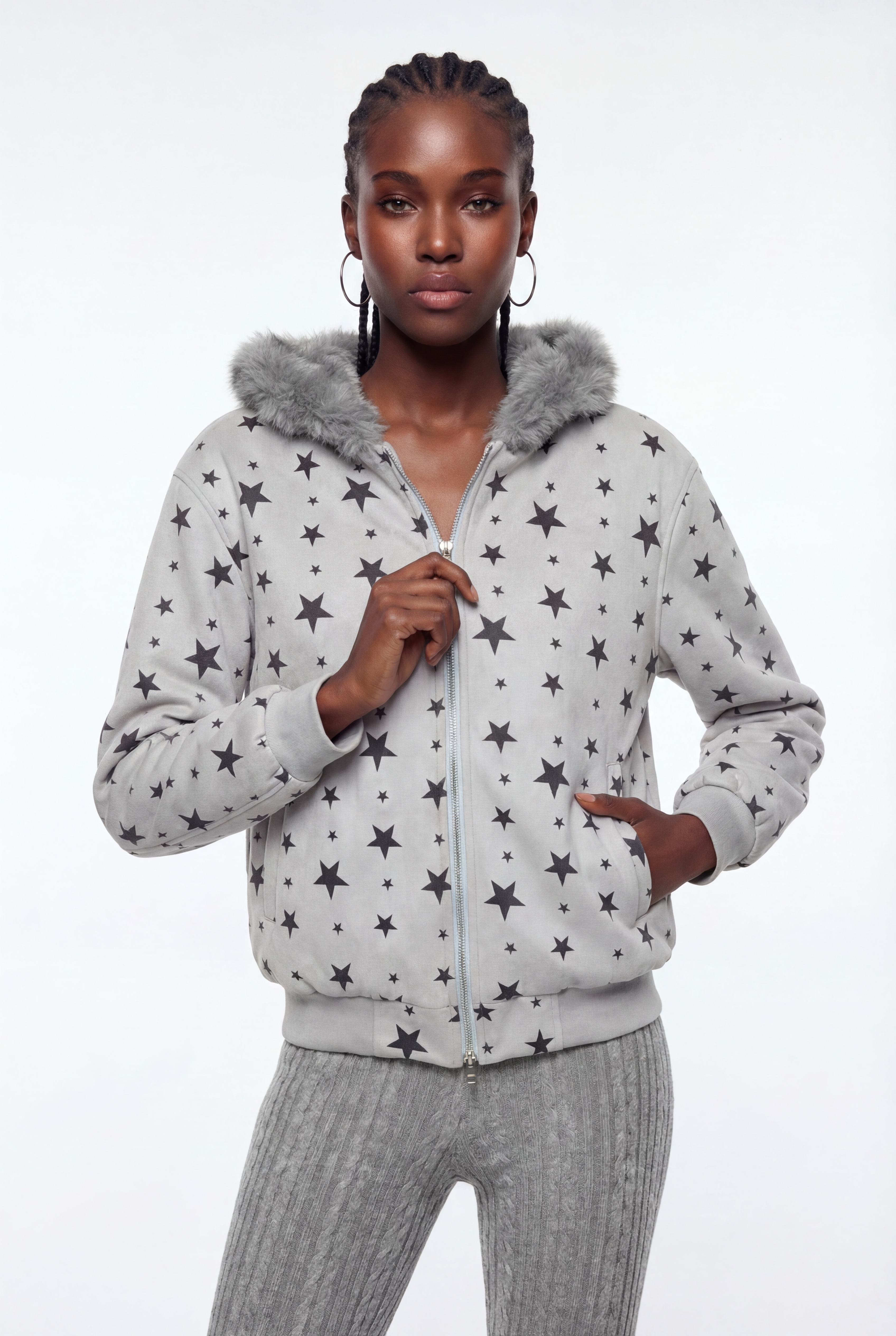 Ephesius Star Faux Fur Jacket