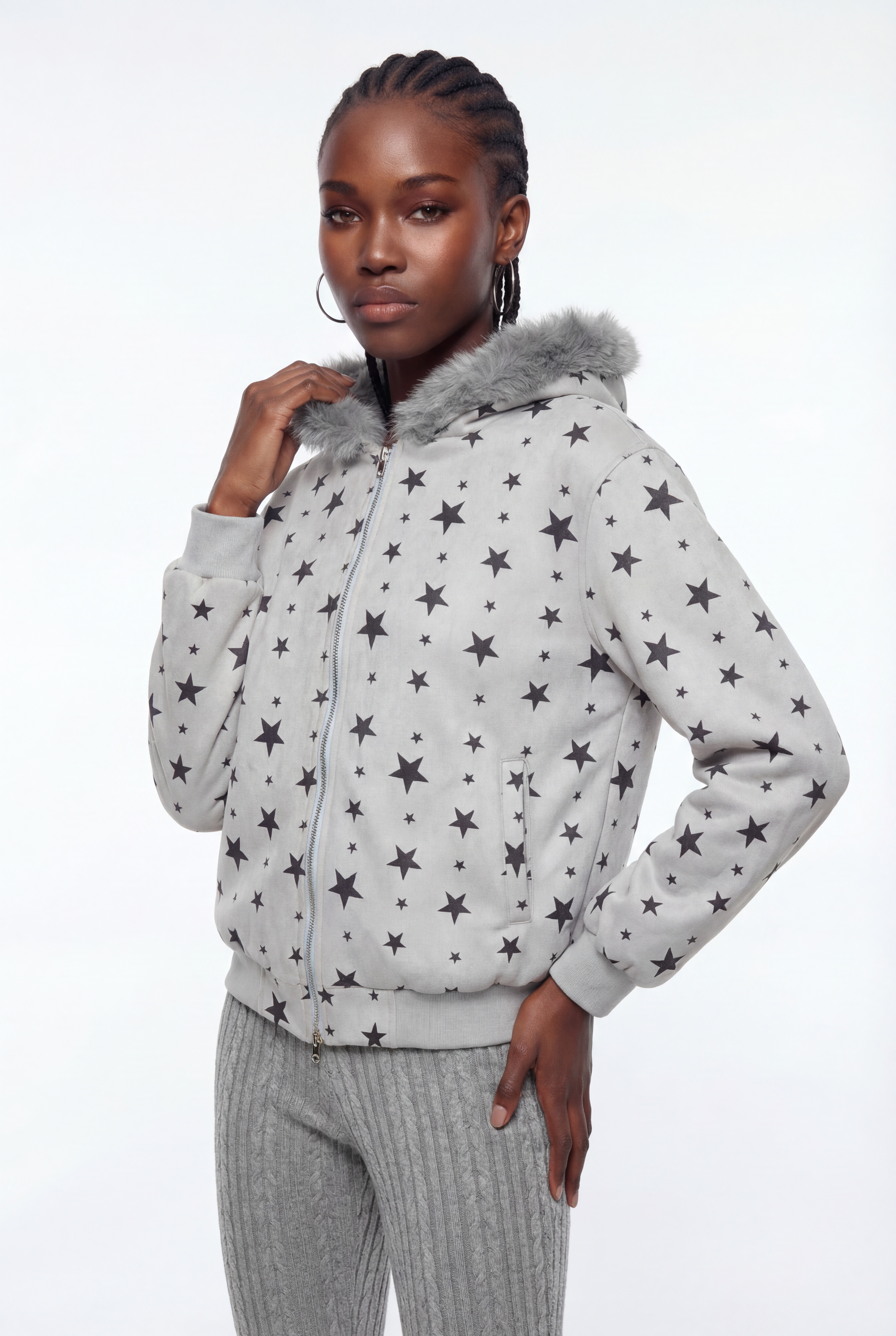 Ephesius Star Faux Fur Jacket