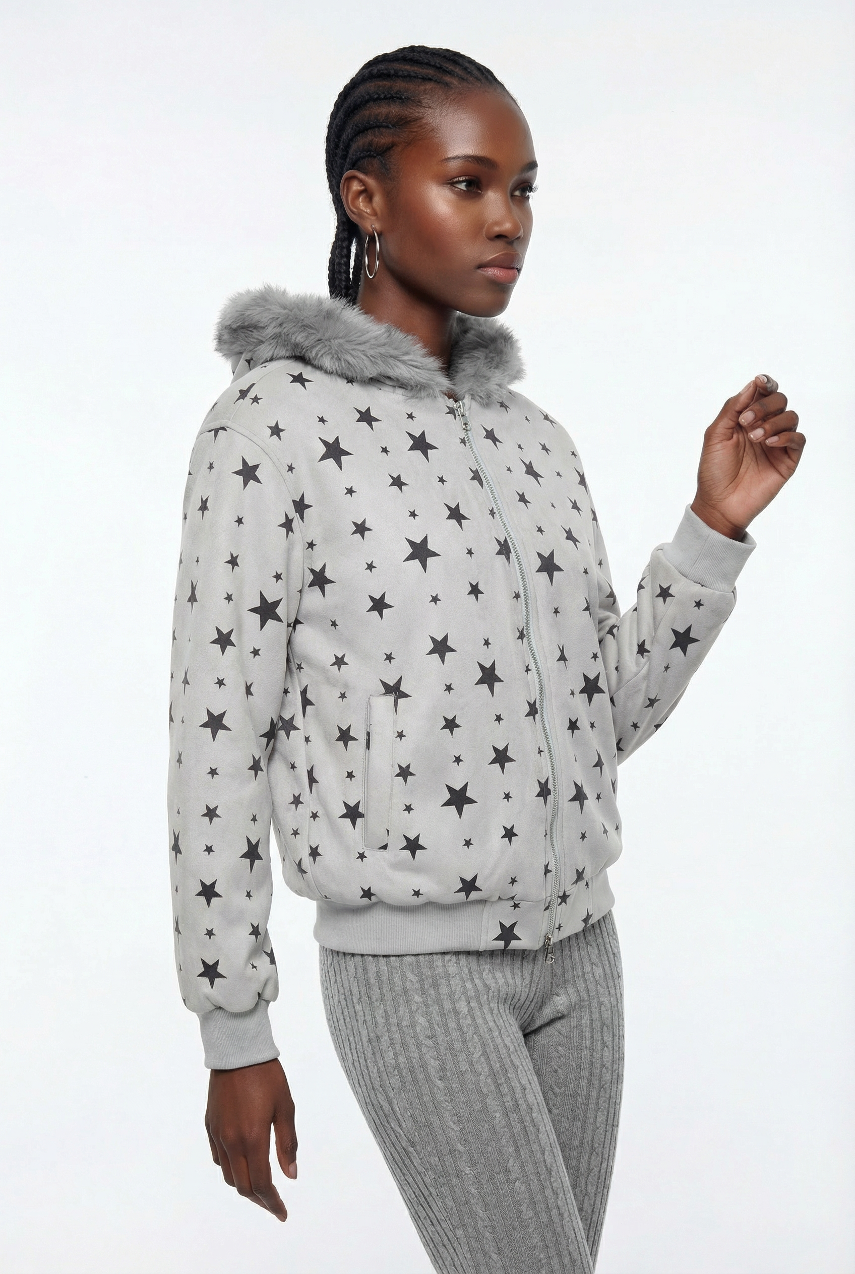 Ephesius Star Faux Fur Jacket