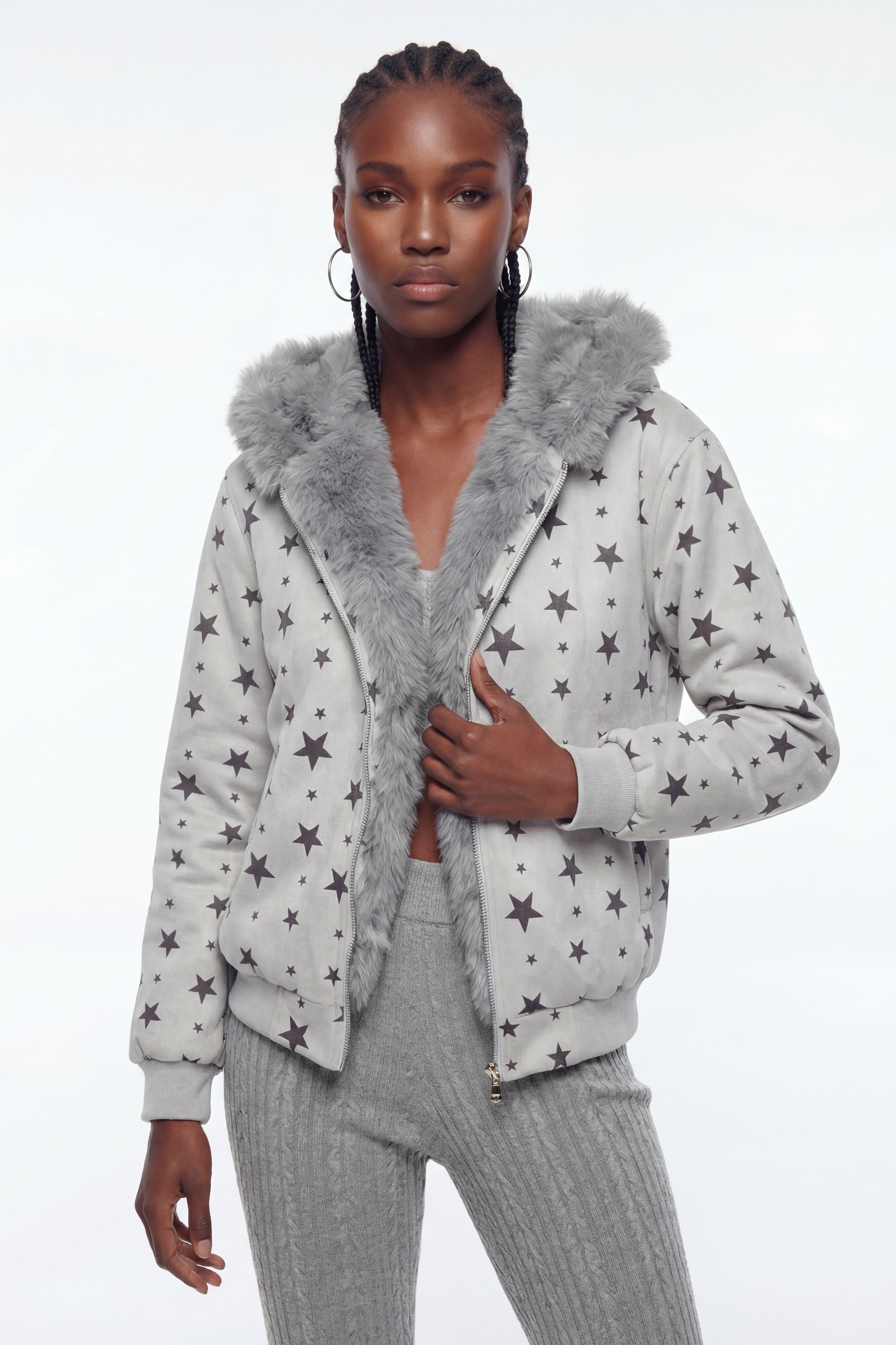 Ephesius Star Faux Fur Jacket