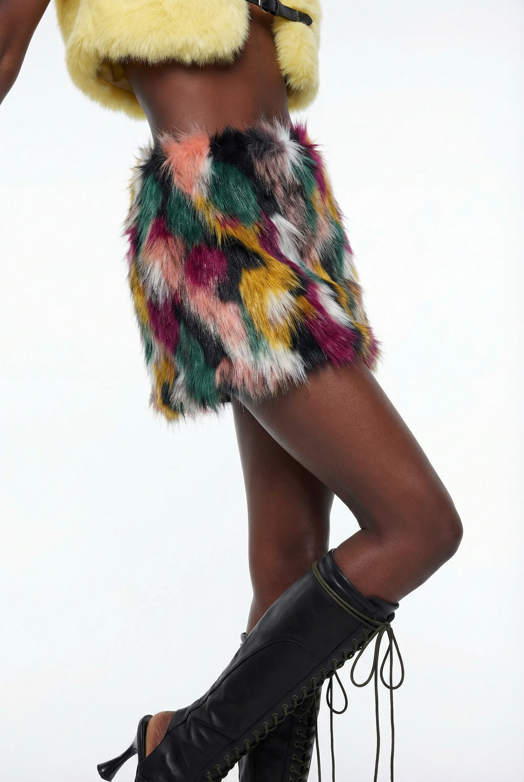 Ephraim Faux Fur Tie Dye Mini Skirt
