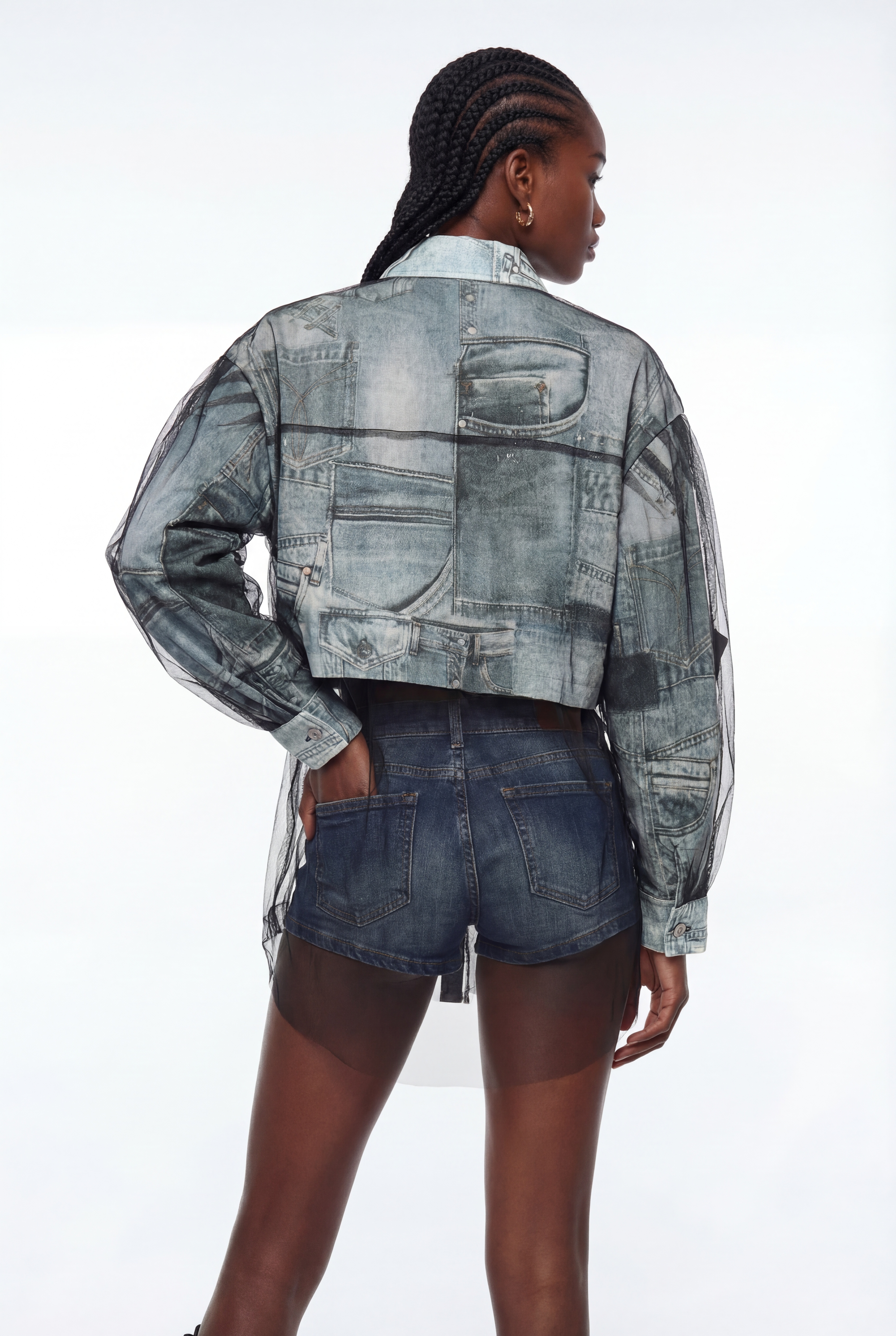 Ephrath Print Mesh Denim Jacket