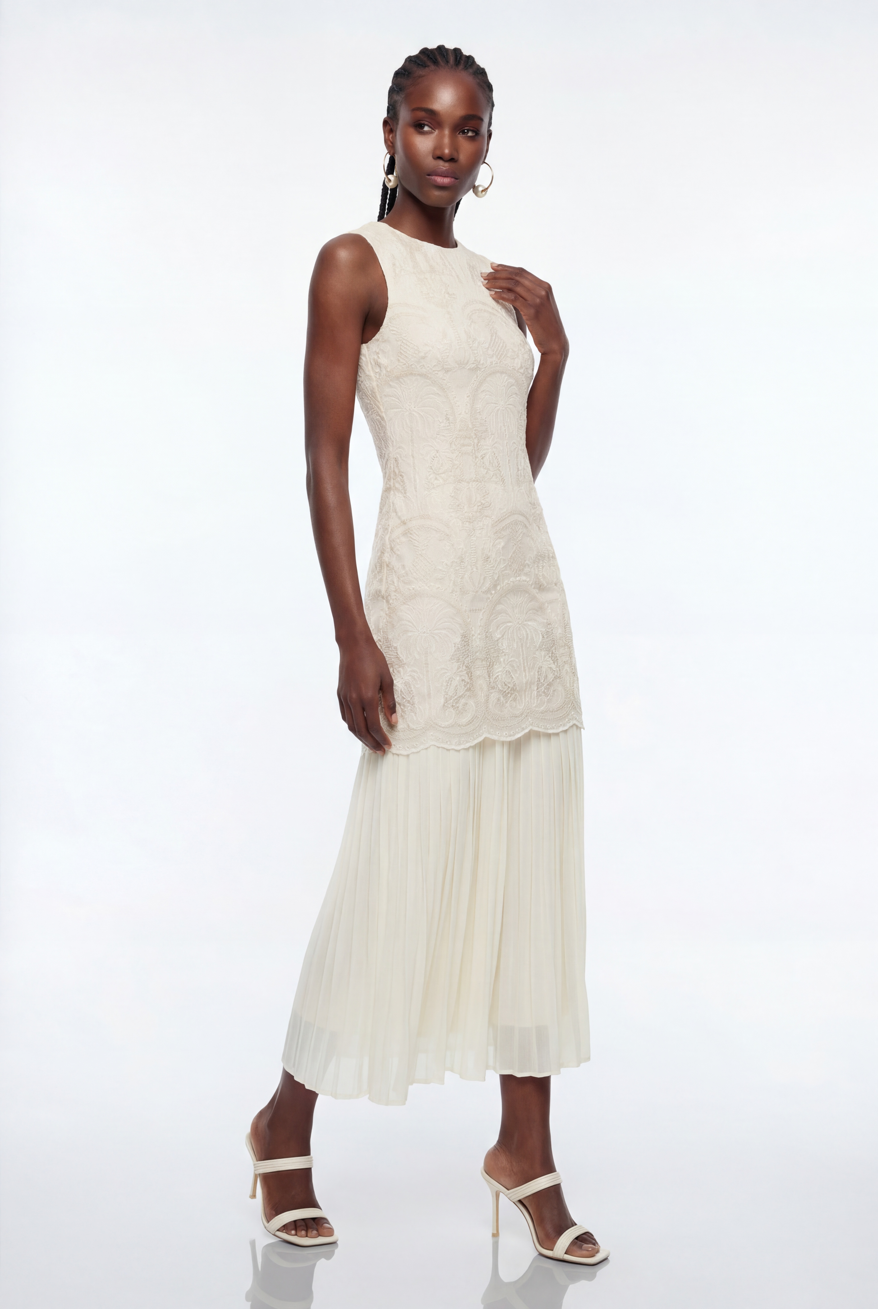 Ephrem Sleeveless Pleated Skirt Set