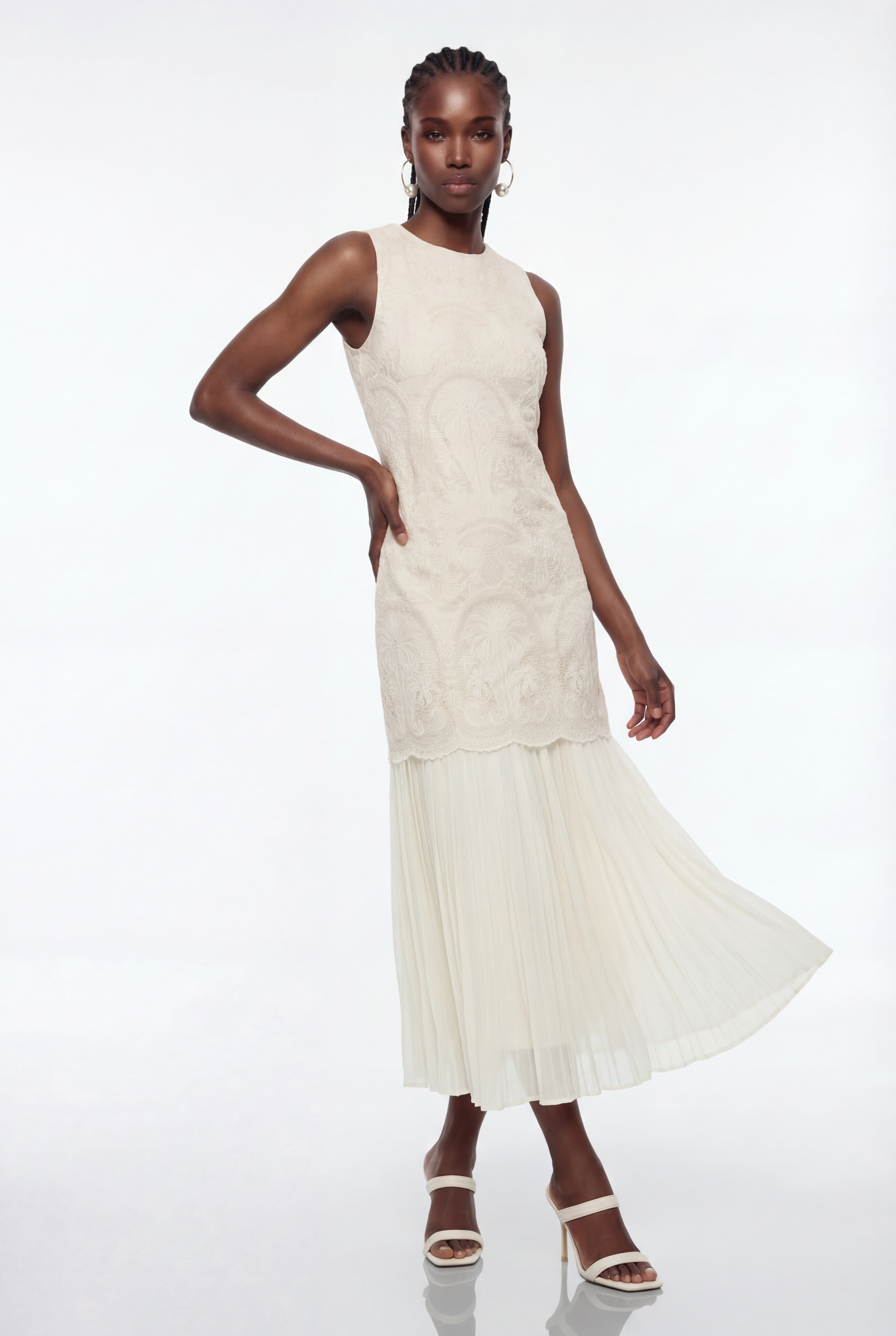 Ephrem Sleeveless Pleated Skirt Set