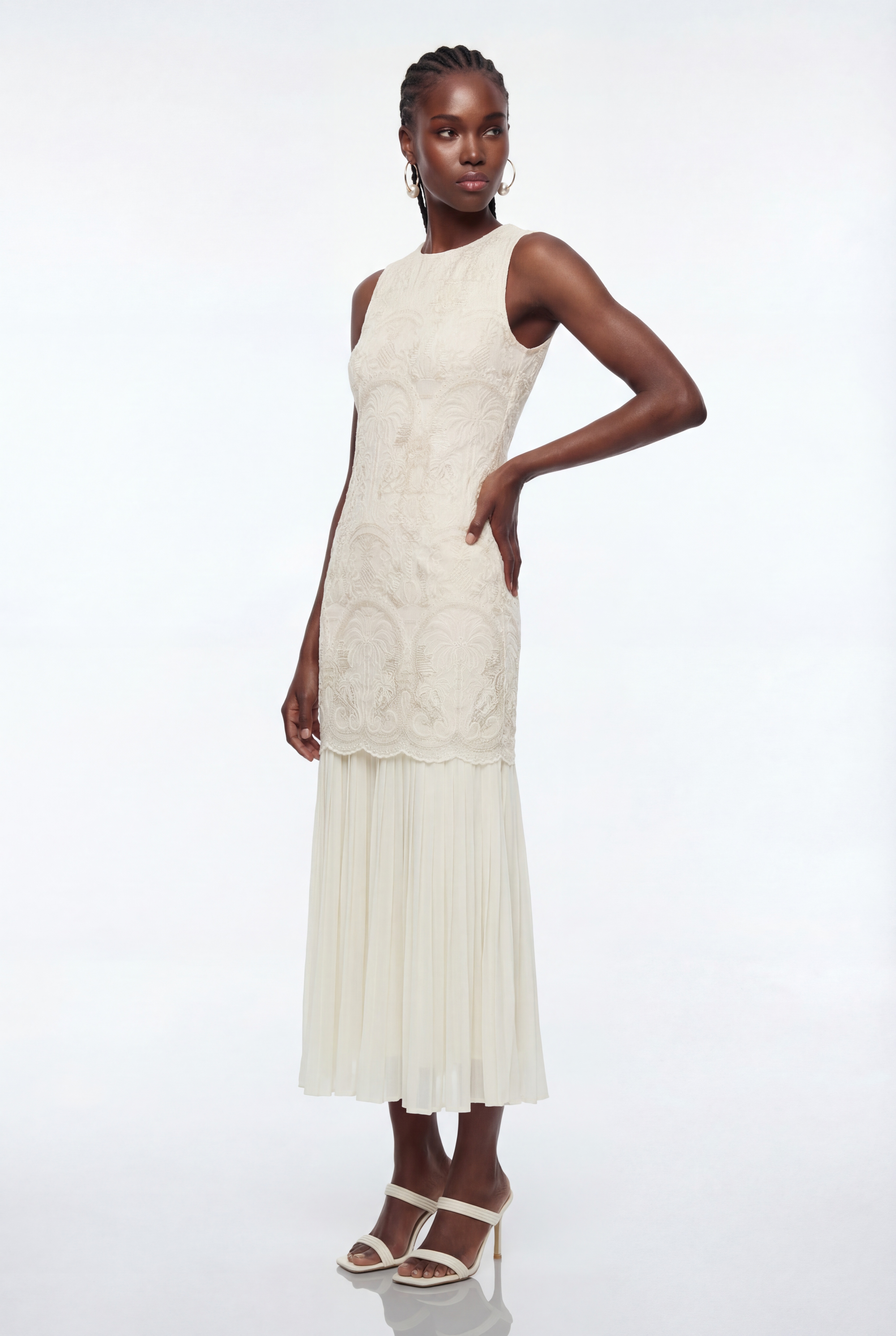 Ephrem Sleeveless Pleated Skirt Set