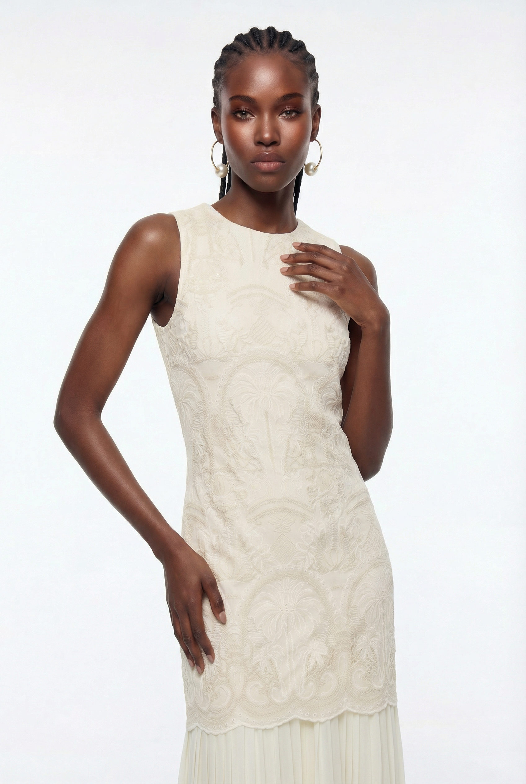 Ephrem Sleeveless Pleated Skirt Set