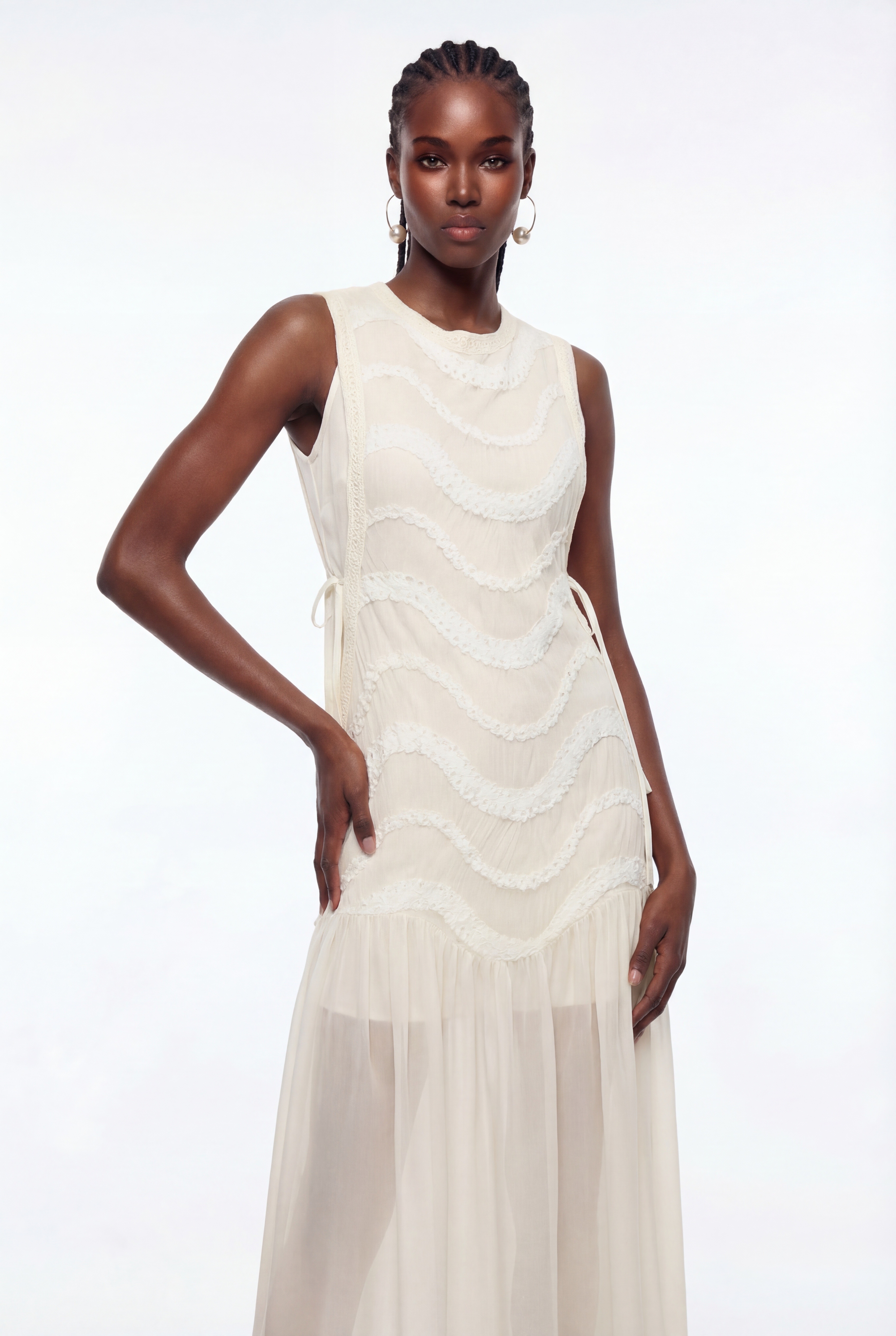Epicurus Sleeveless Ruffle Maxi Dress