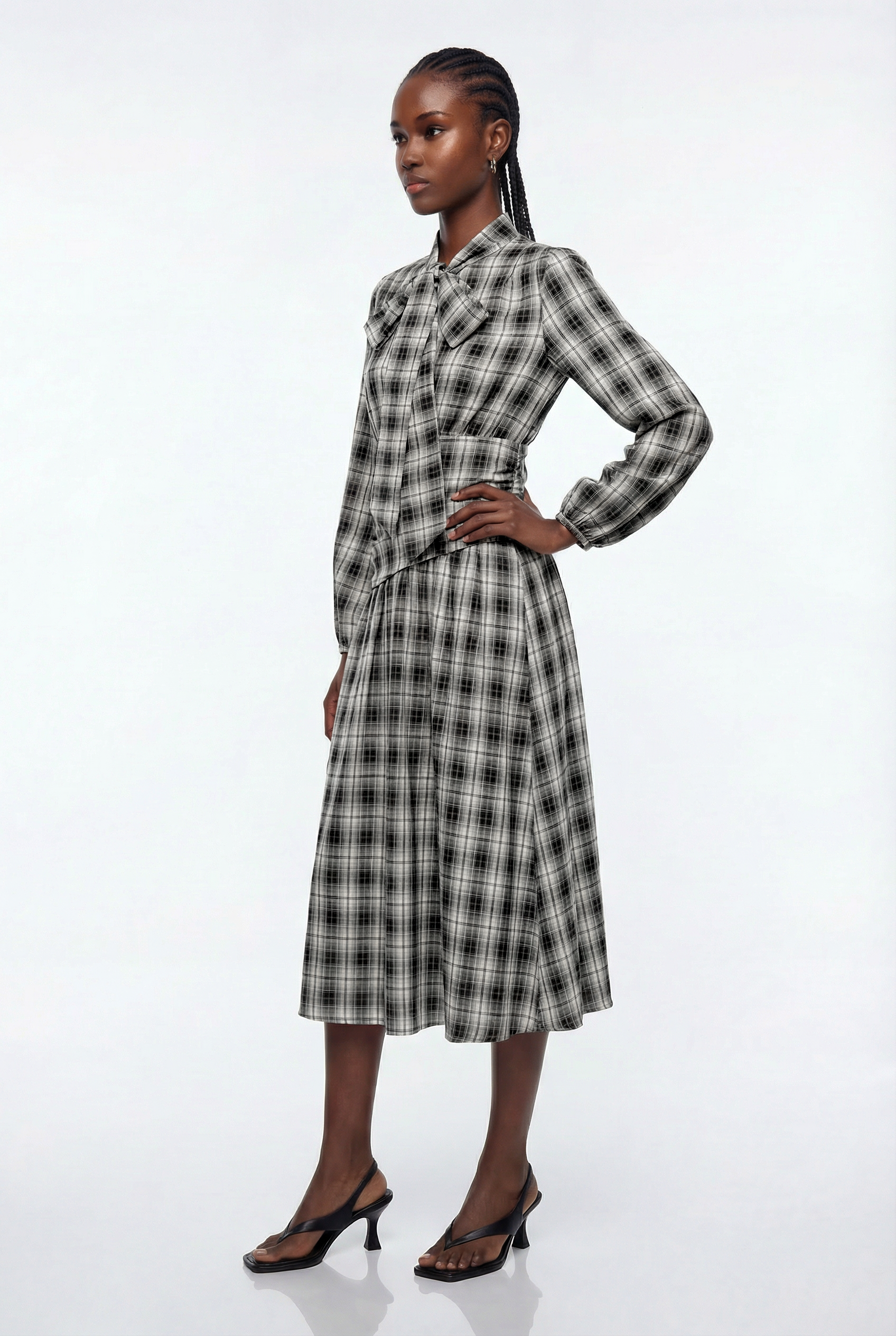 Epifanio Plaid Midi Shirt Dress