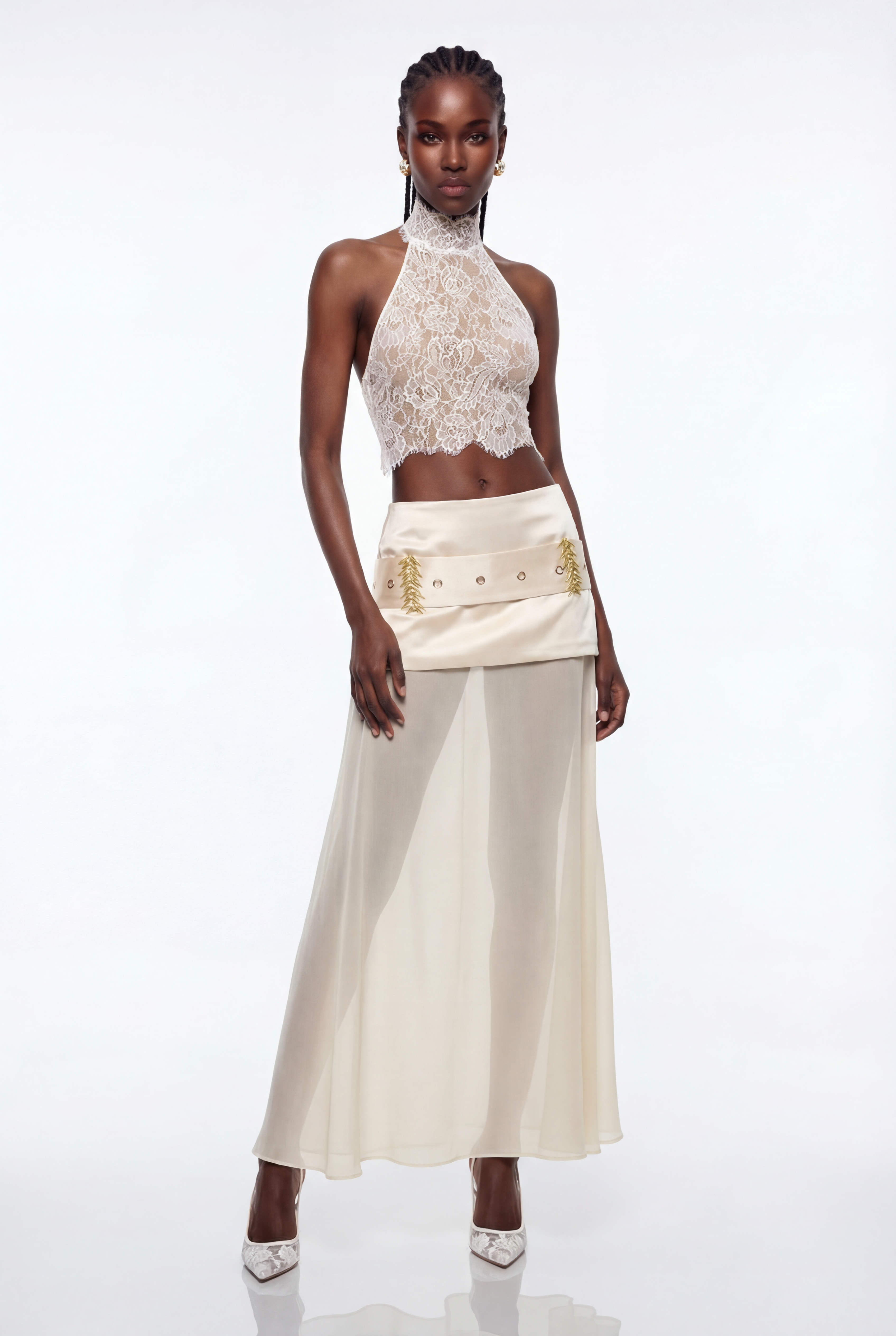 Epiphany Embroidered Mesh Maxi Skirt