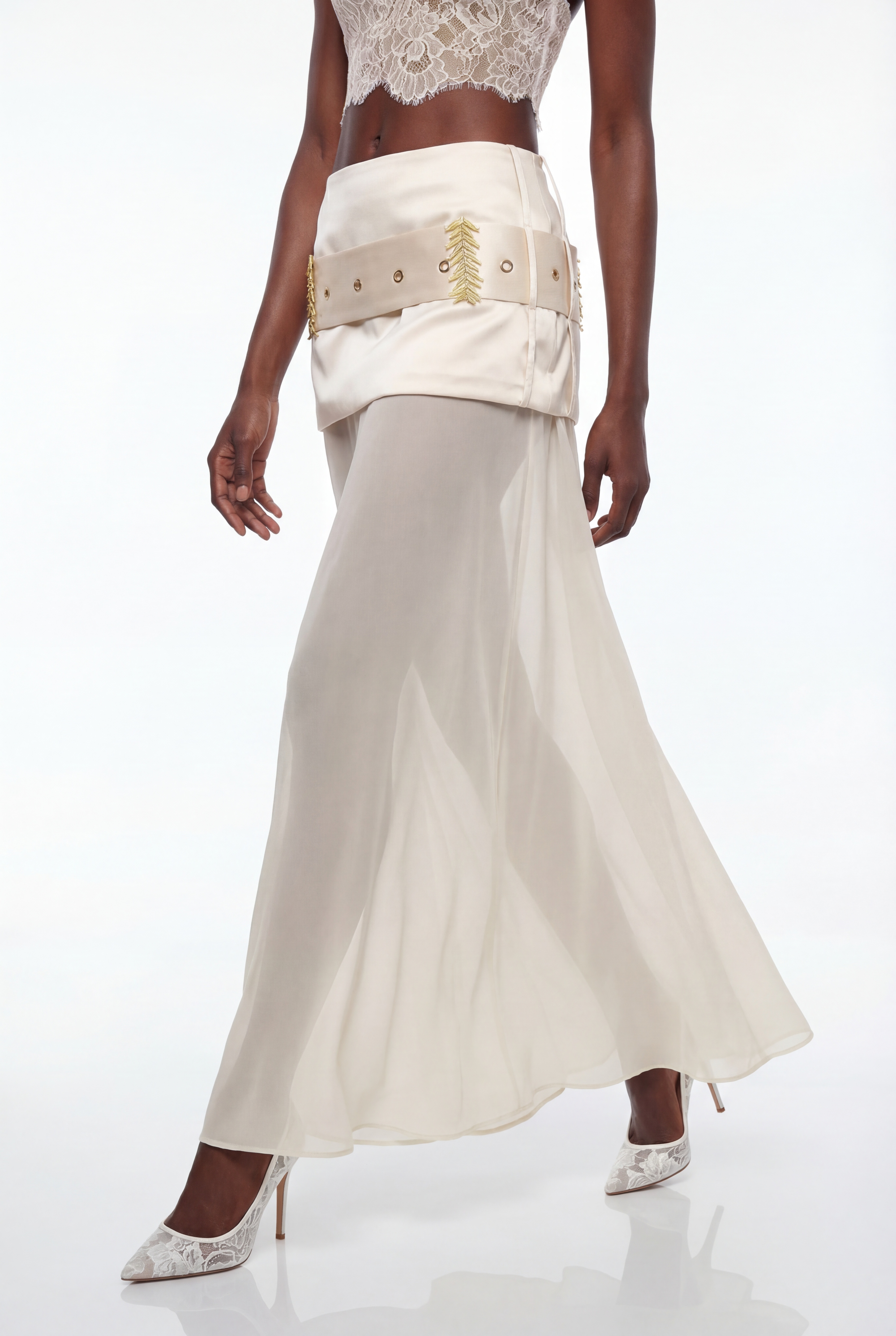 Epiphany Embroidered Mesh Maxi Skirt