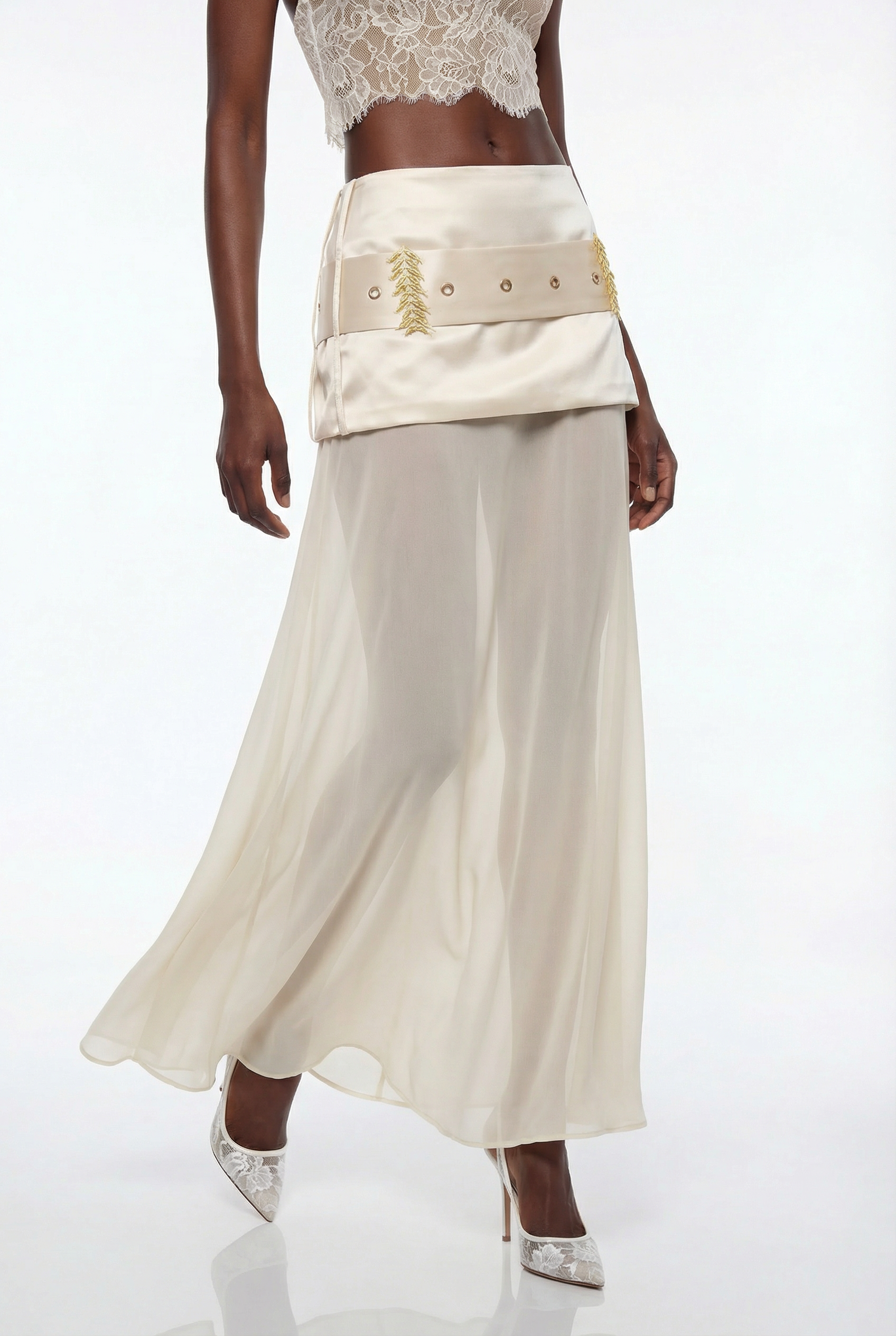Epiphany Embroidered Mesh Maxi Skirt