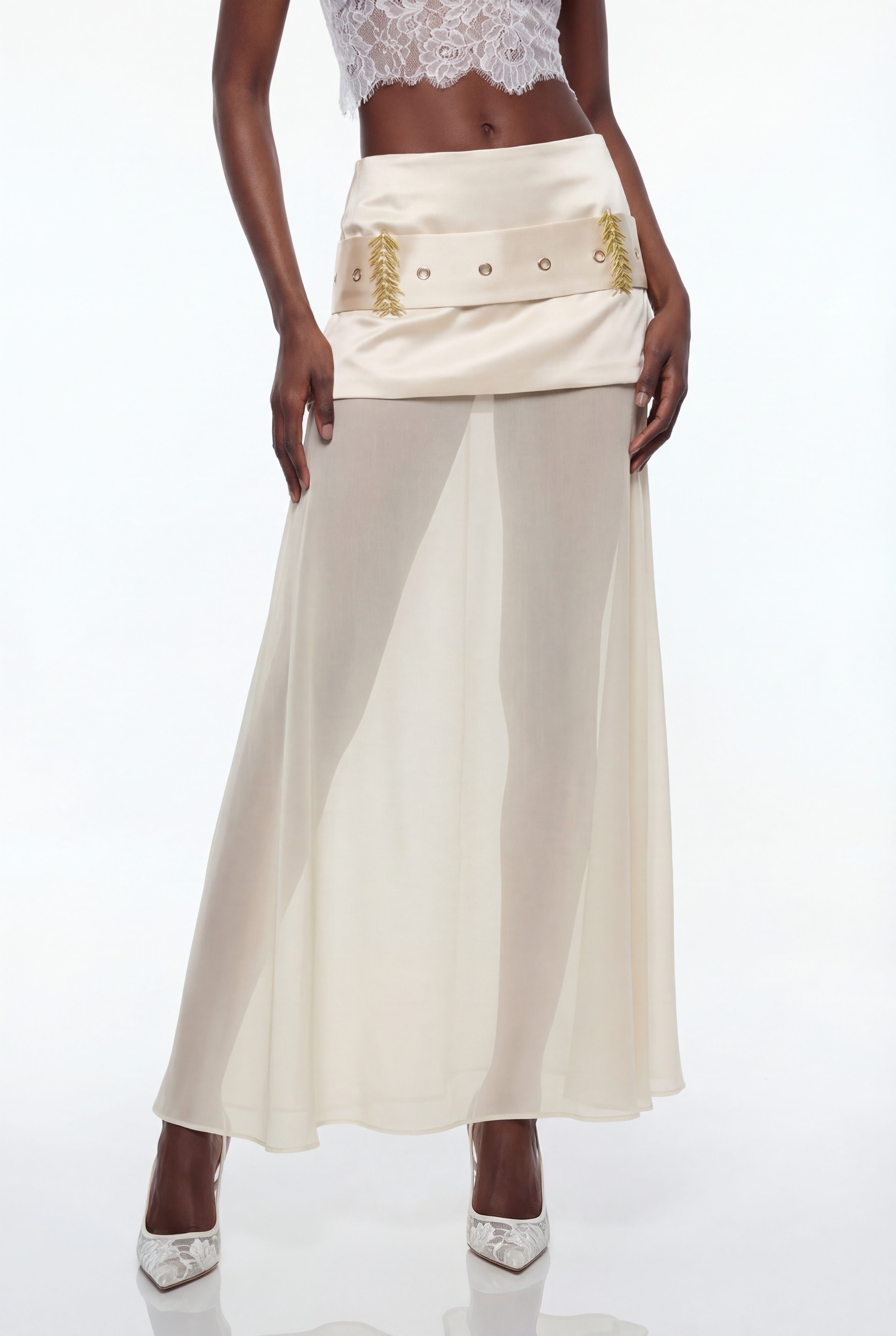 Epiphany Embroidered Mesh Maxi Skirt