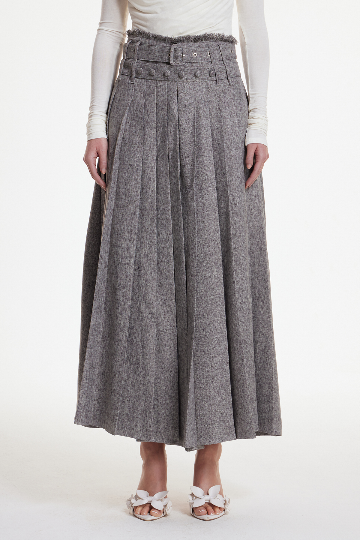 Erast Fringe Pleated Maxi Skirt