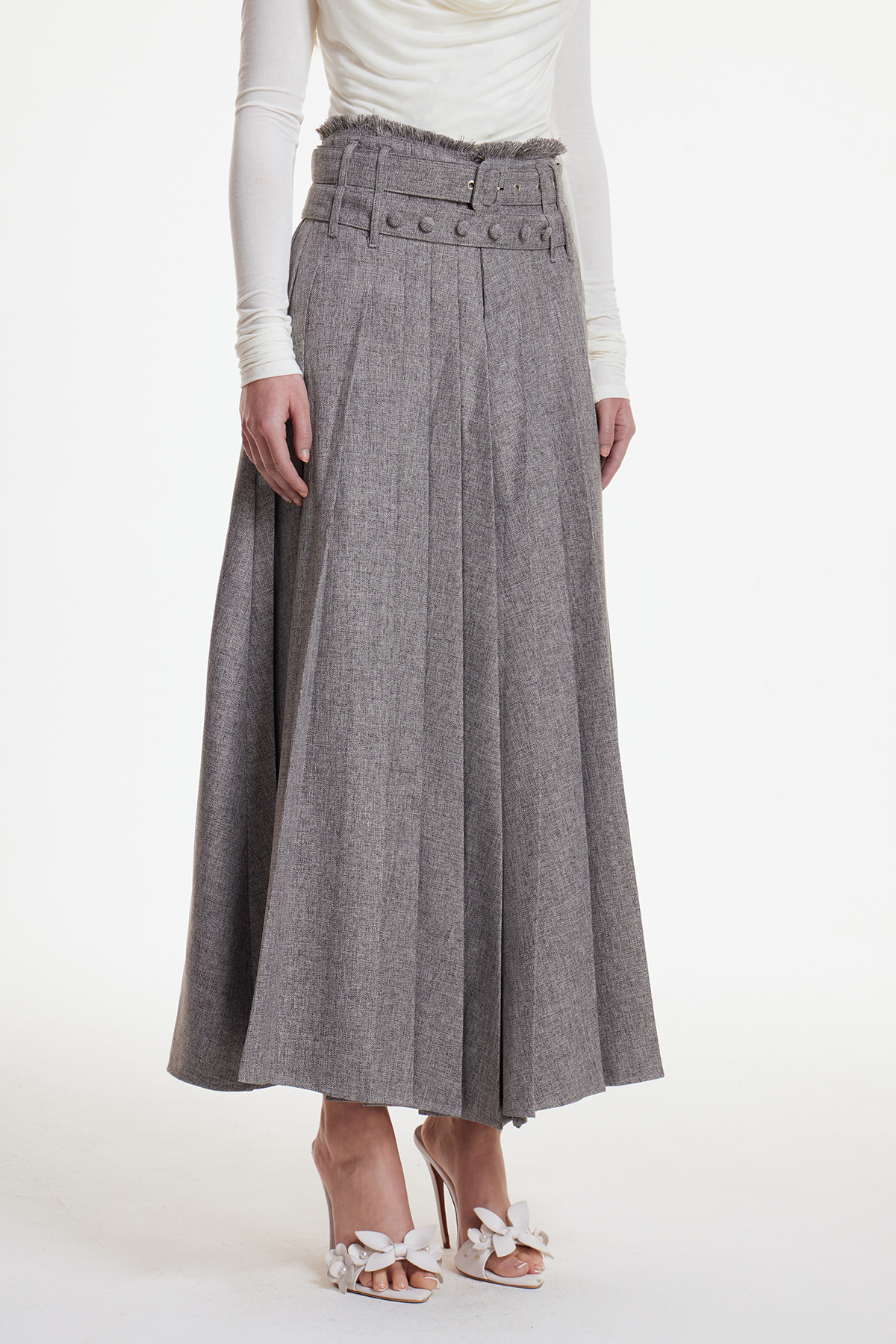 Erast Fringe Pleated Maxi Skirt