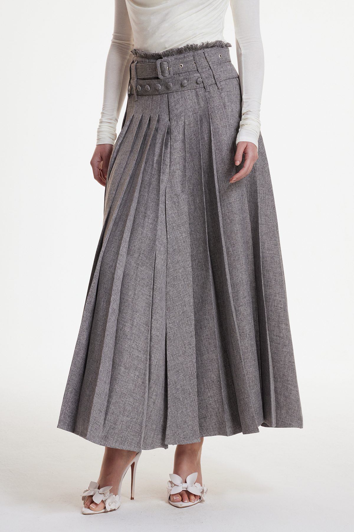 Erast Fringe Pleated Maxi Skirt