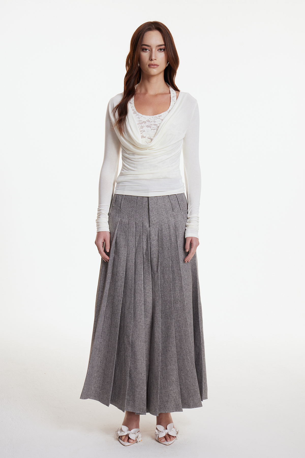 Erast Fringe Pleated Maxi Skirt