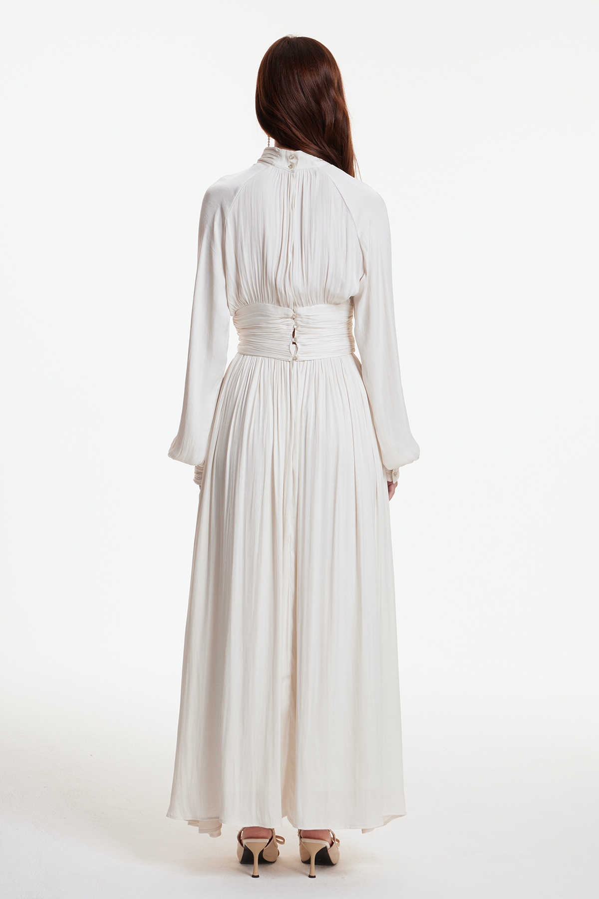 Erasyl Balloon Sleeve Ruch Skirt Set