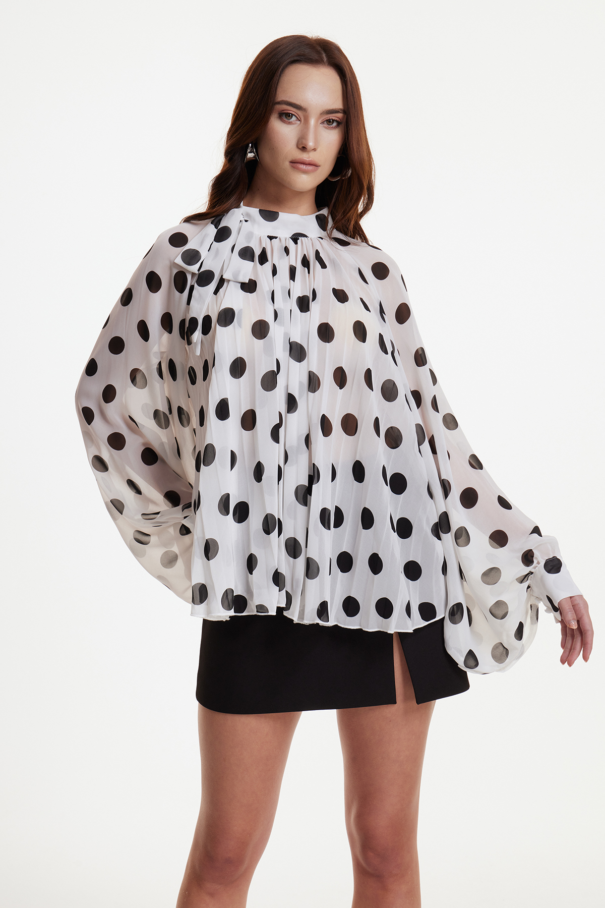 Erazem Balloon Sleeve Dot Shirt