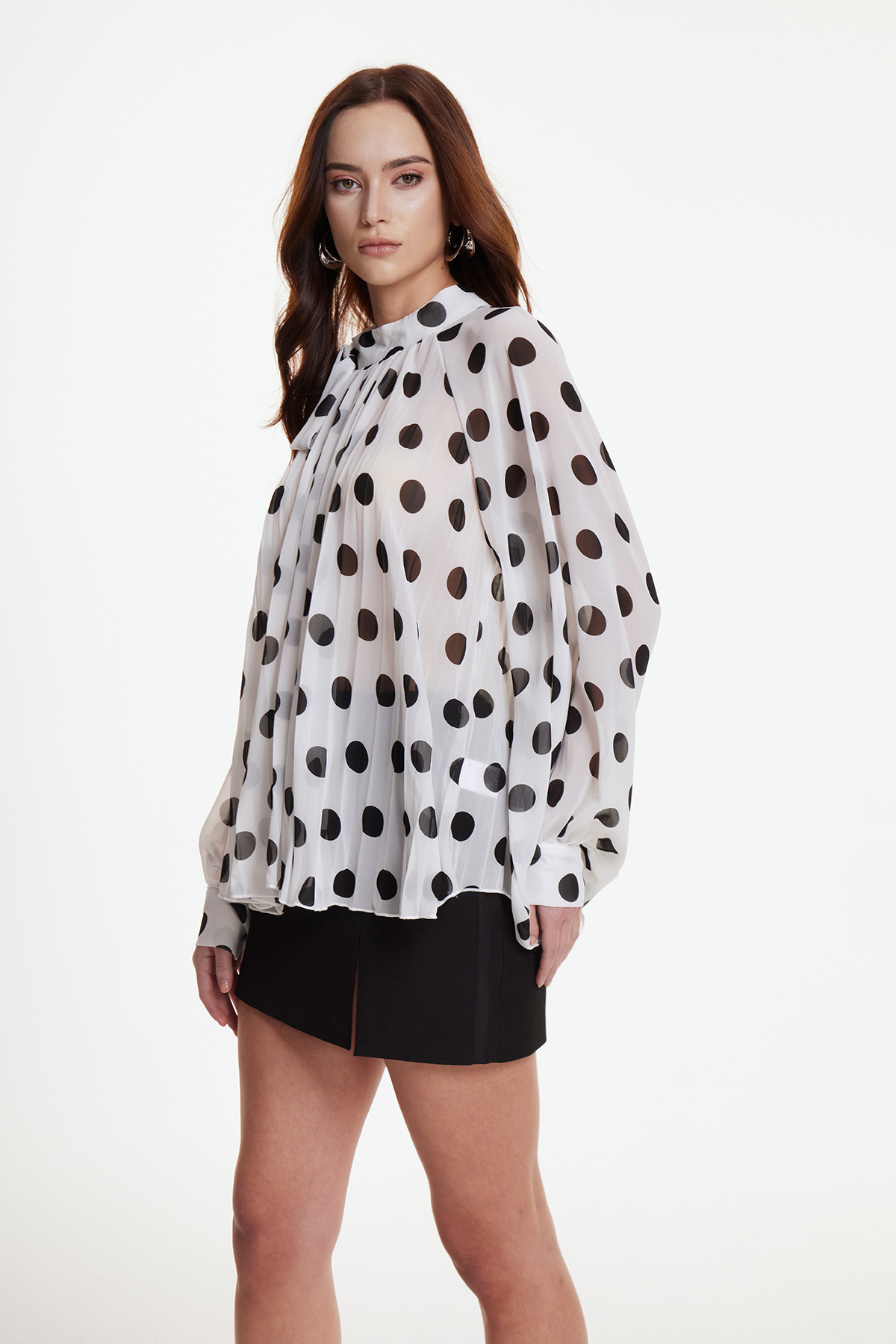 Erazem Balloon Sleeve Dot Shirt