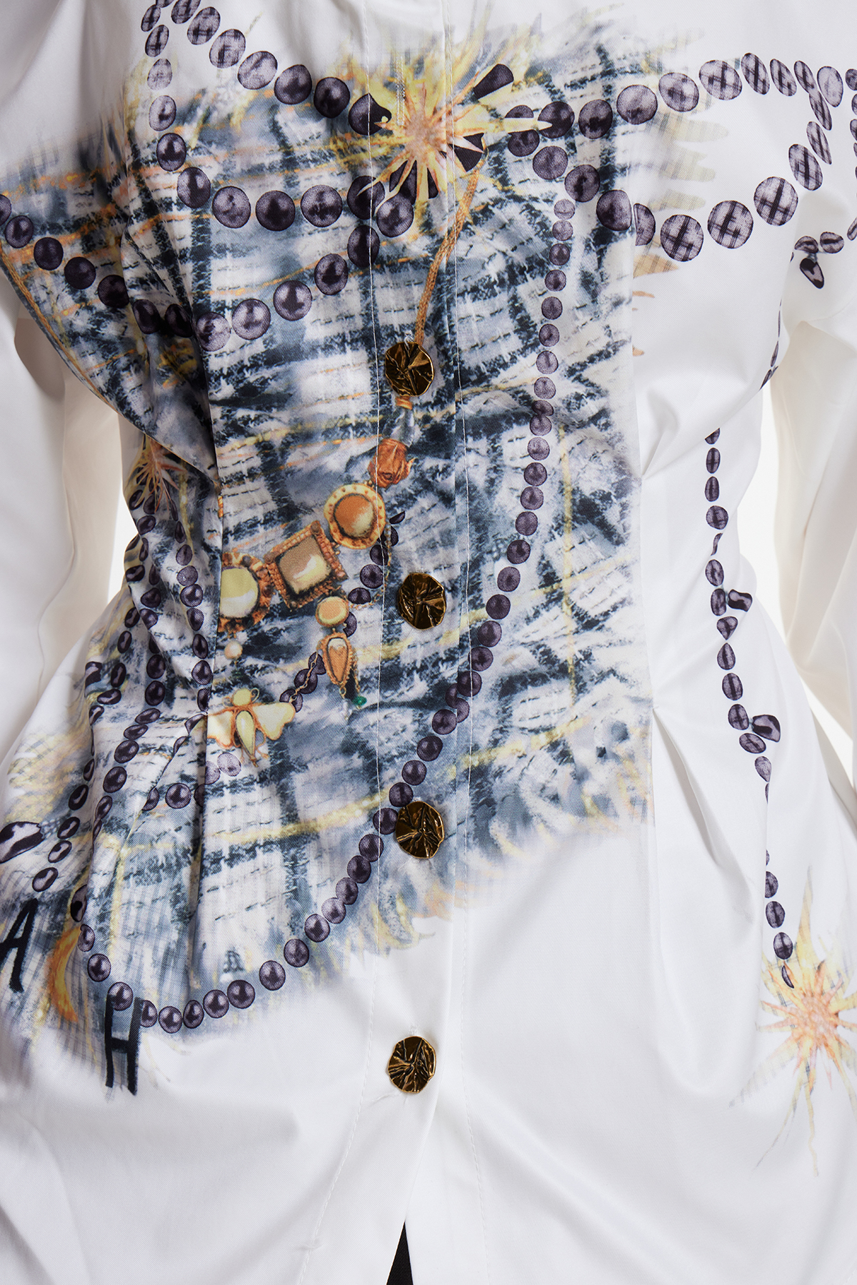 Ercanbald Bow Asymmetric Print Shirt