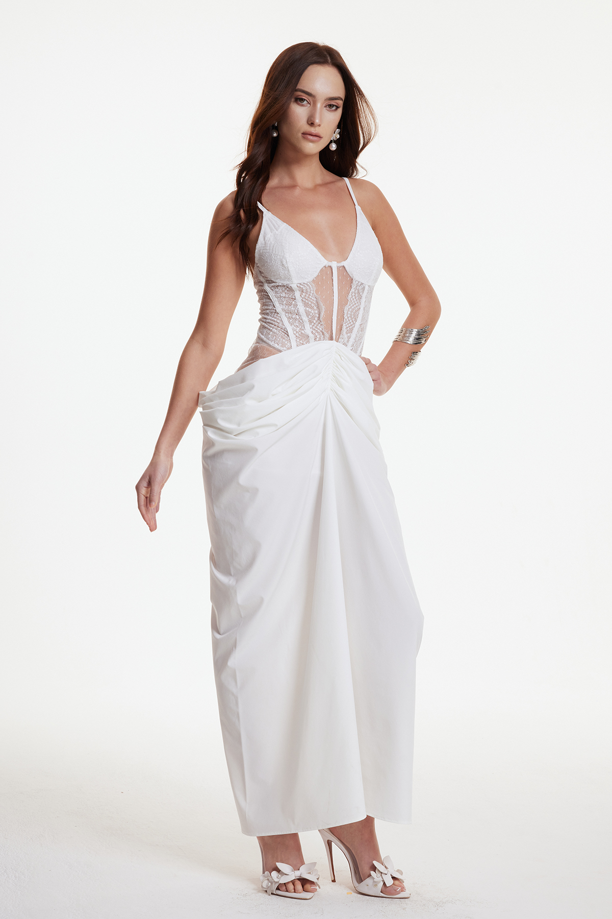 Ercole Lace Draped Maxi Dress