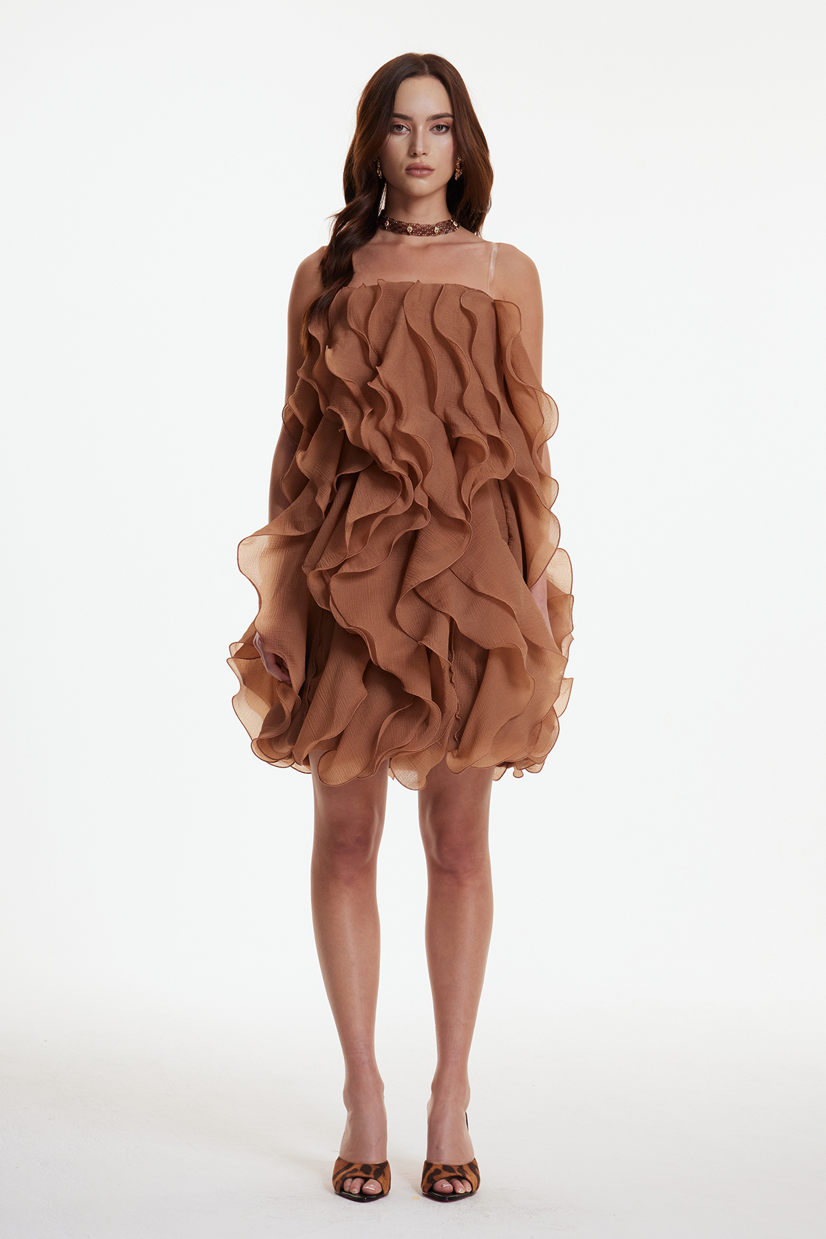 Erdene Strapless Ruffle Mini Dress