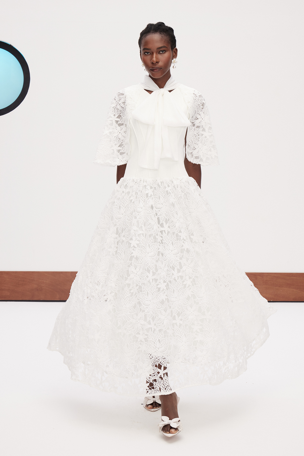 Erich Tie Up Embroidered Maxi Dress