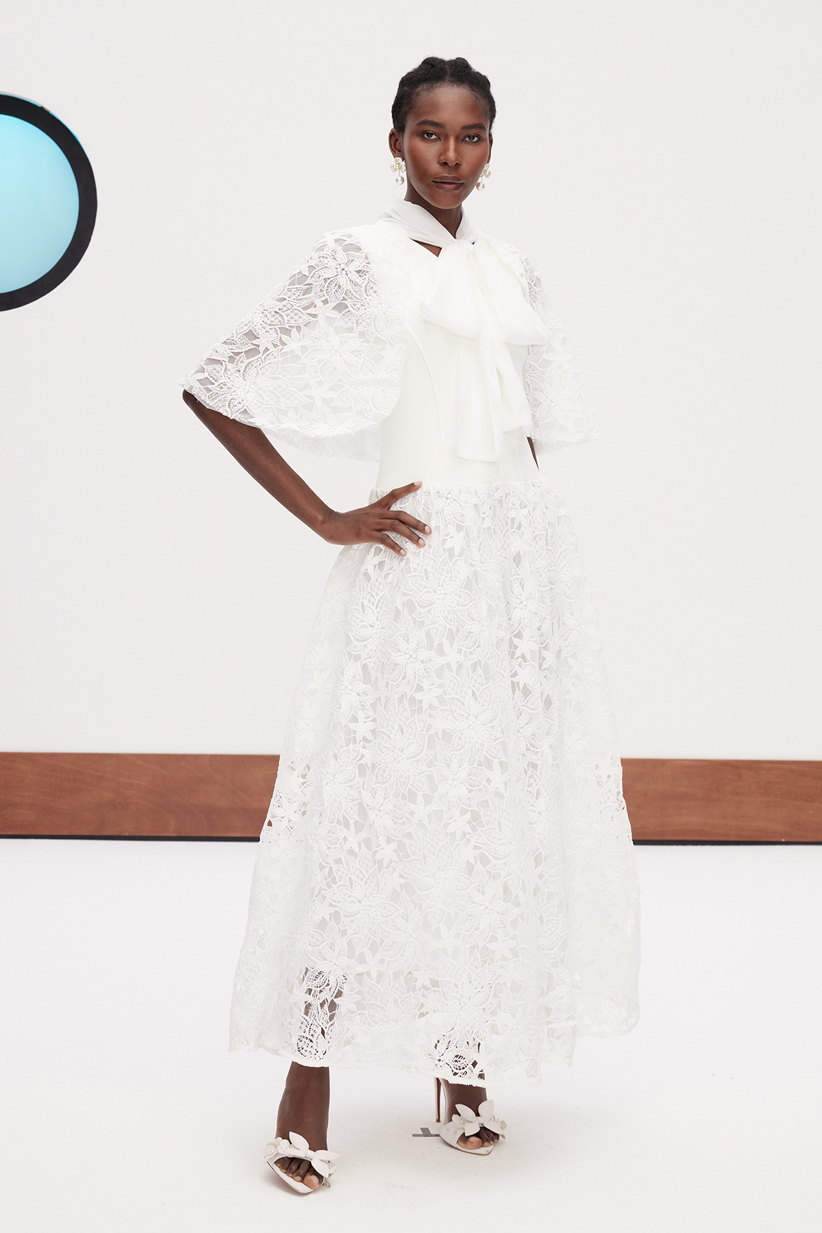 Erich Tie Up Embroidered Maxi Dress