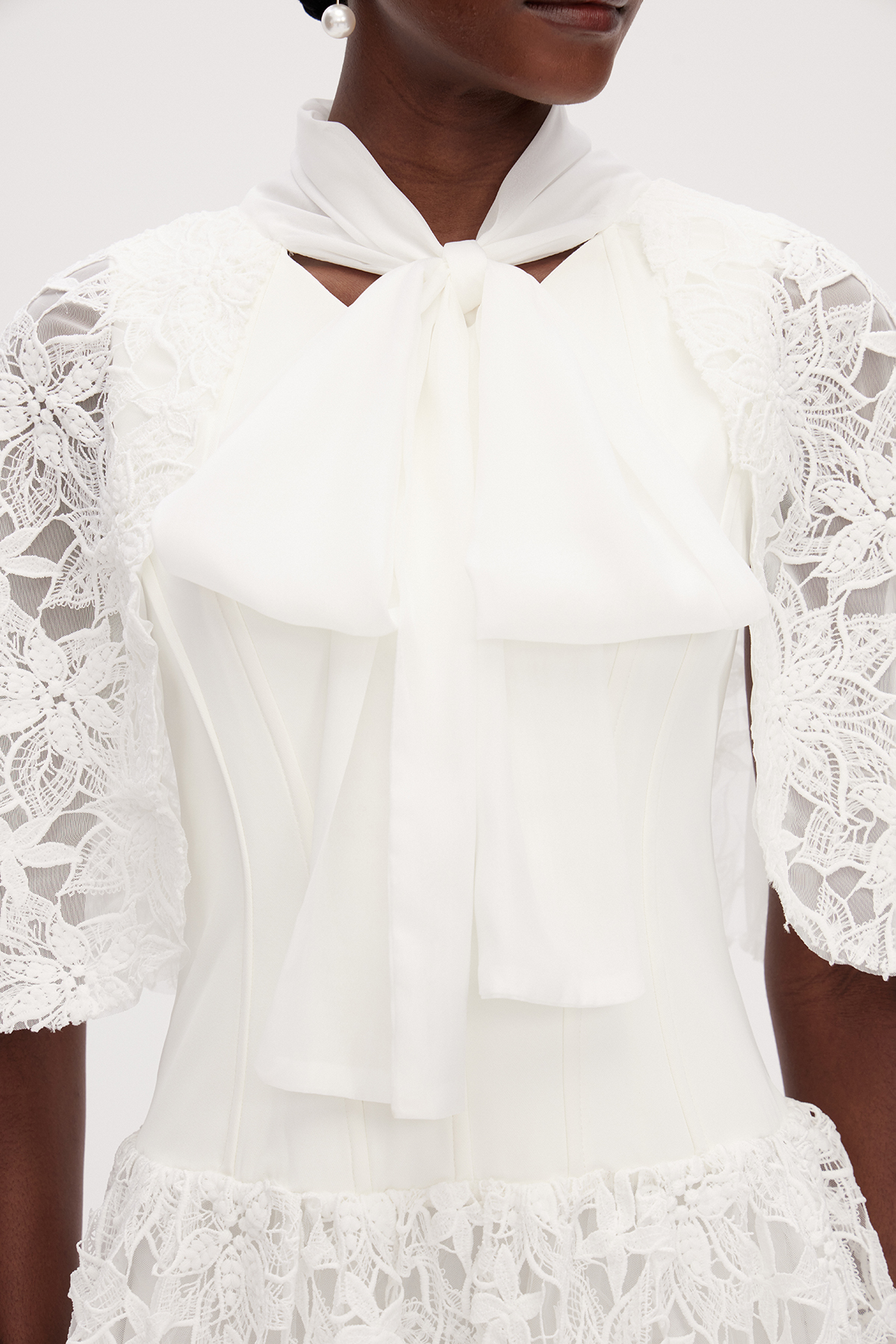 Erich Tie Up Embroidered Maxi Dress