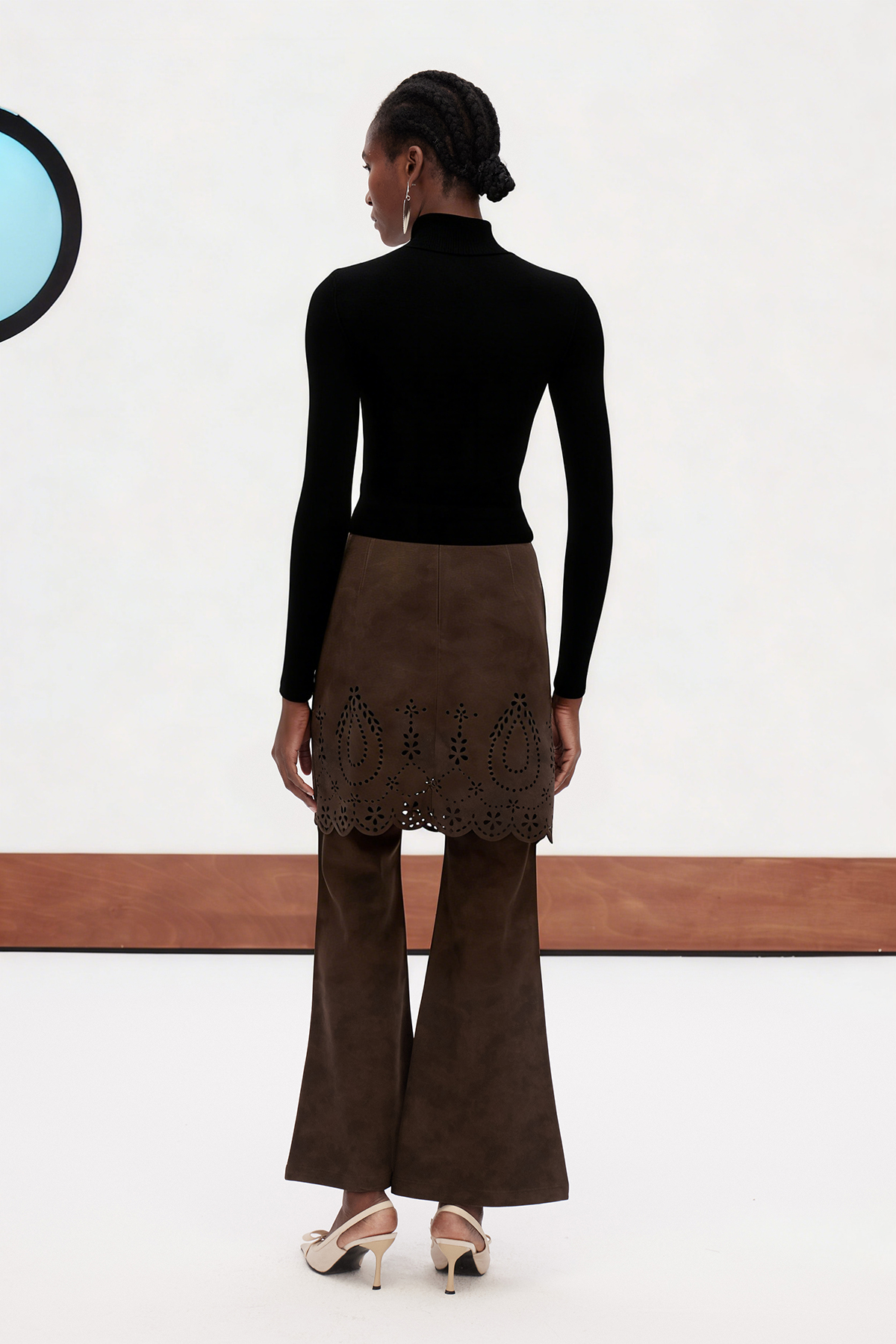 Ericka Lace Up High Neck Top In Black