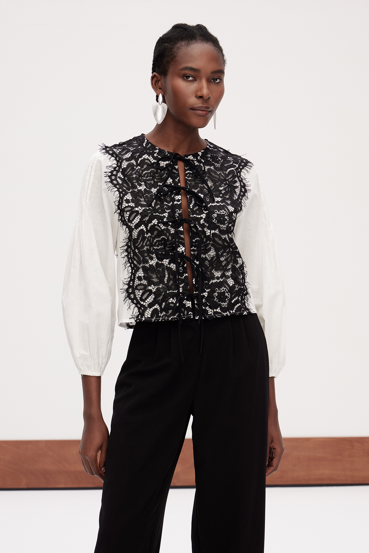 Erina Lace Balloon Sleeve Top