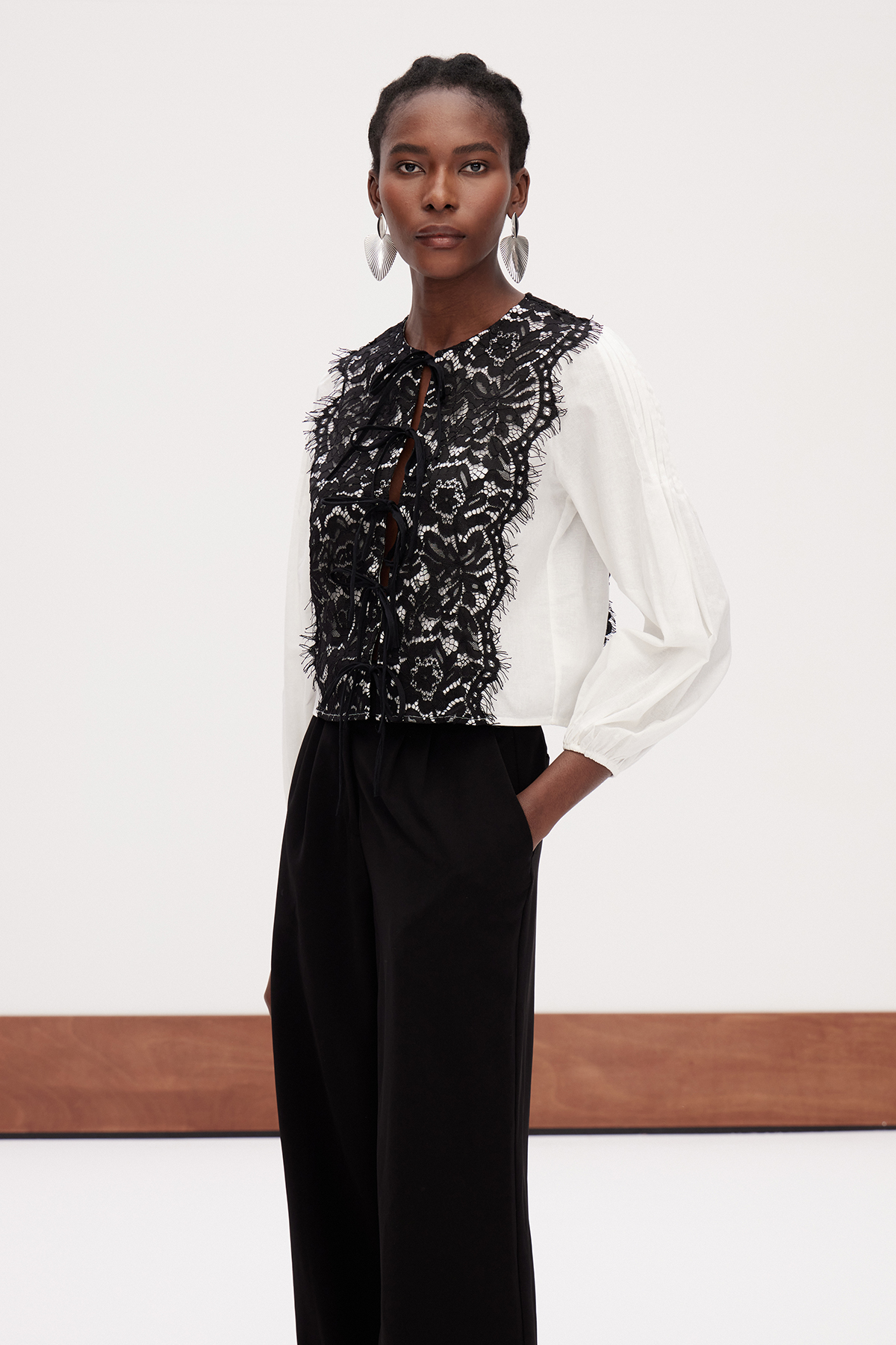 Erina Lace Balloon Sleeve Top