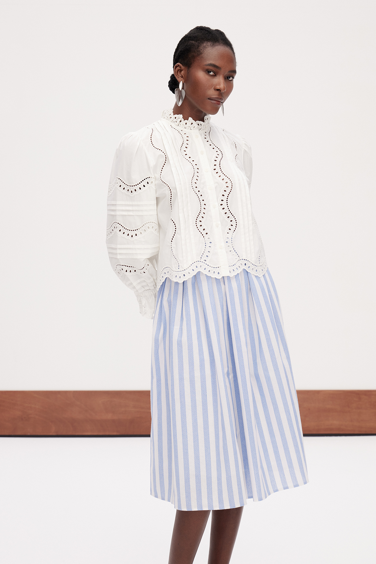 Erja Balloon Sleeve Ruffle Shirt