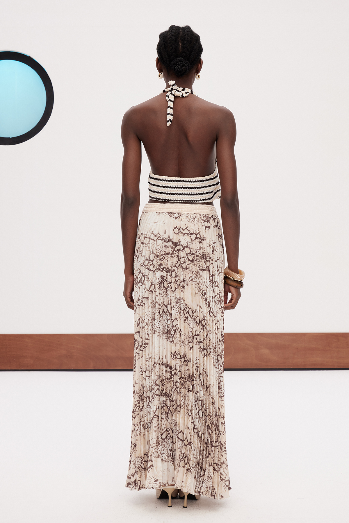 Erjan Python Pattern Pleated Maxi Skirt