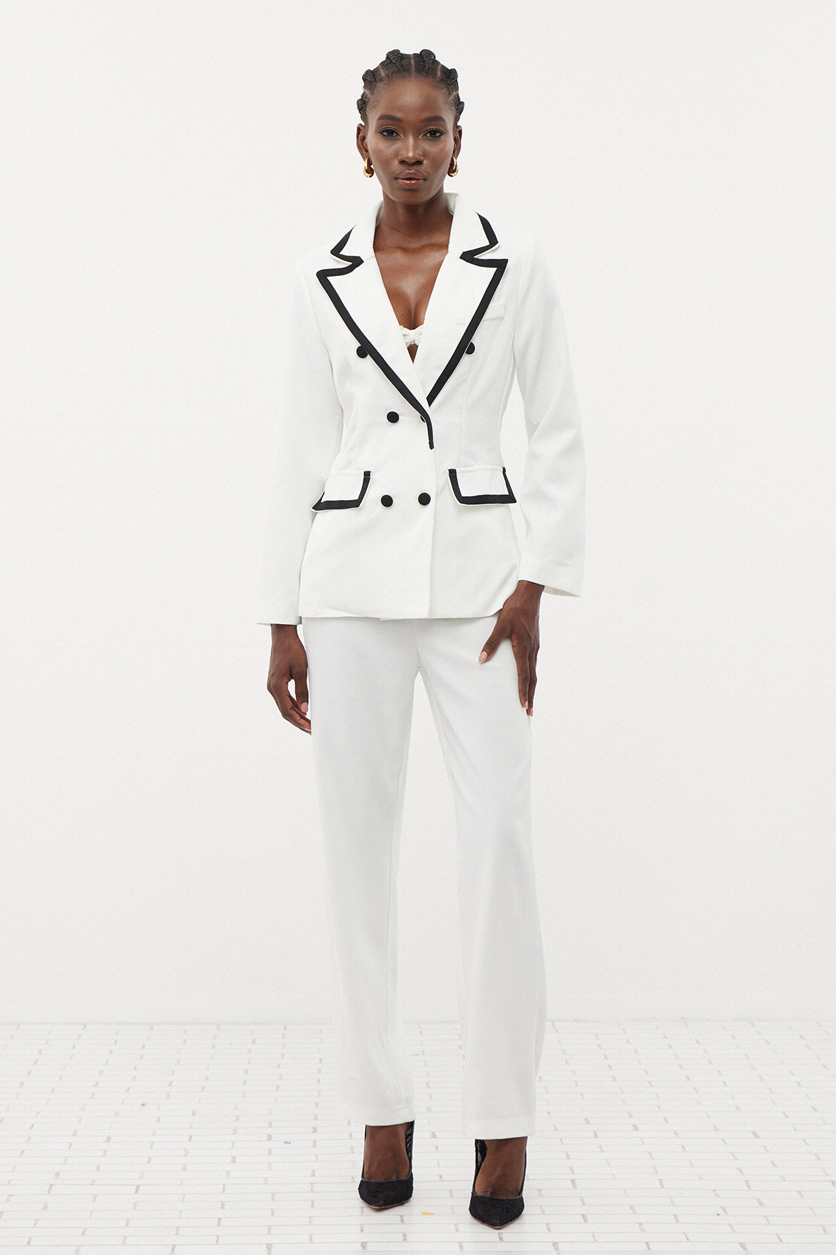 Erkin Lapel Double Breasted Pants Set