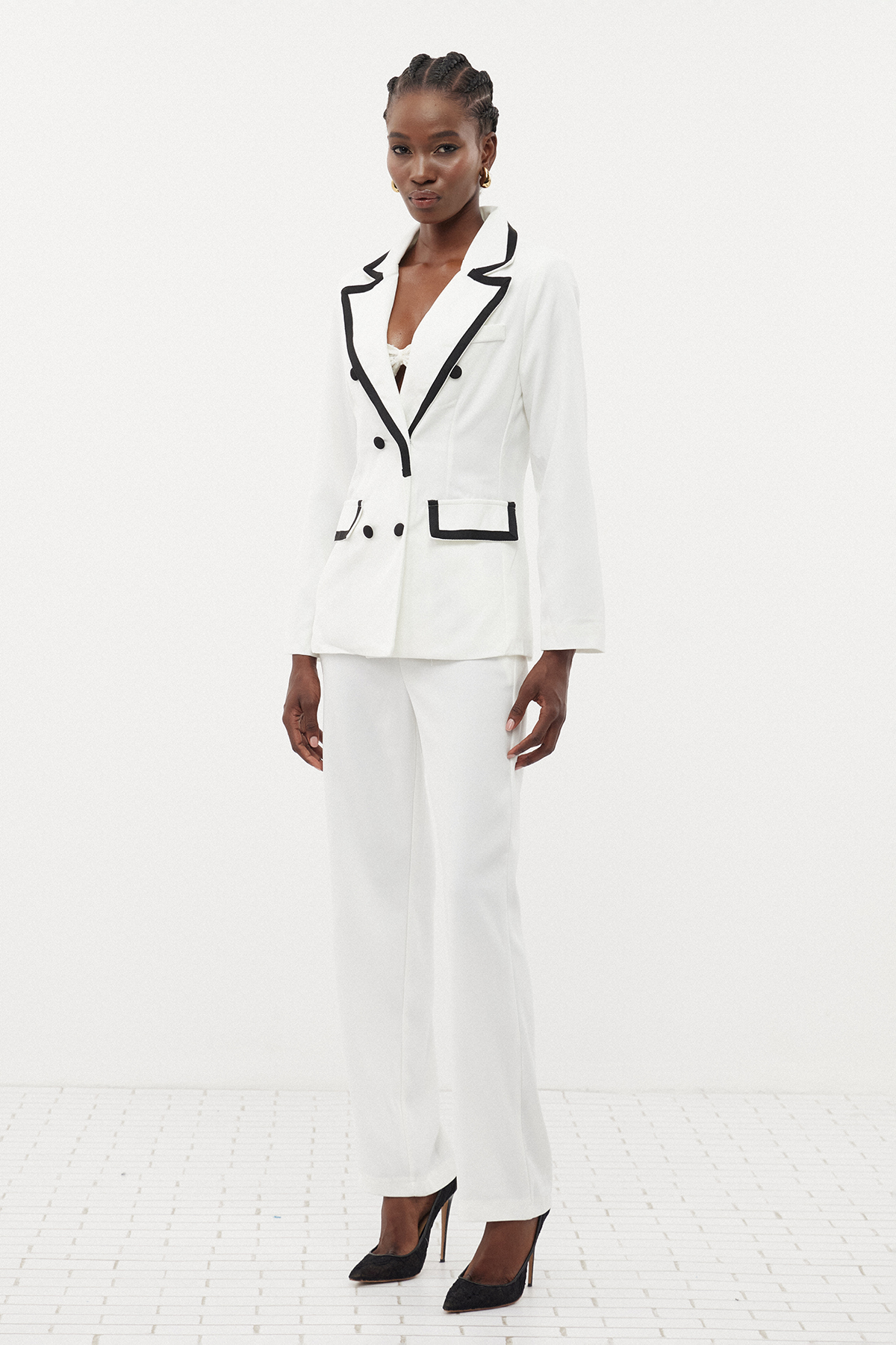 Erkin Lapel Double Breasted Pants Set