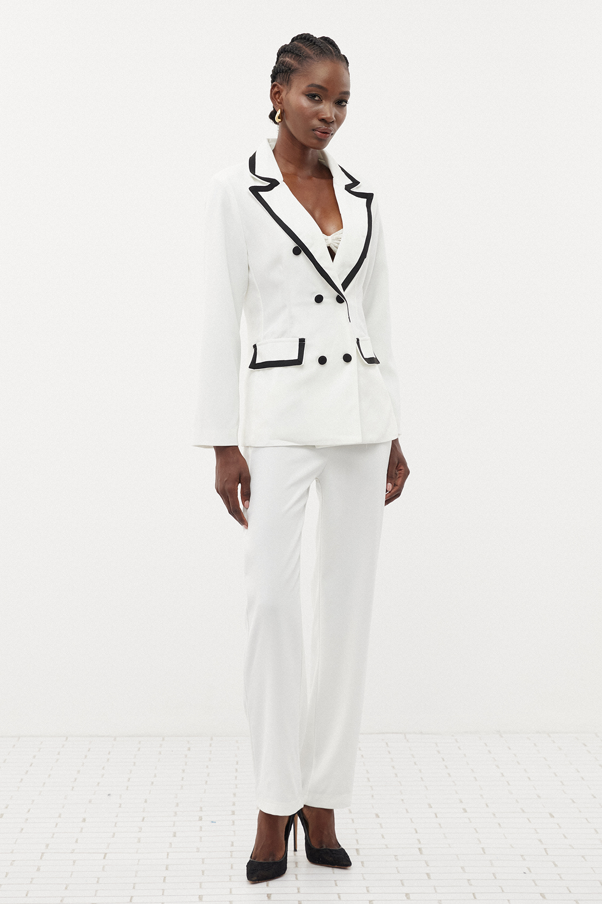 Erkin Lapel Double Breasted Pants Set