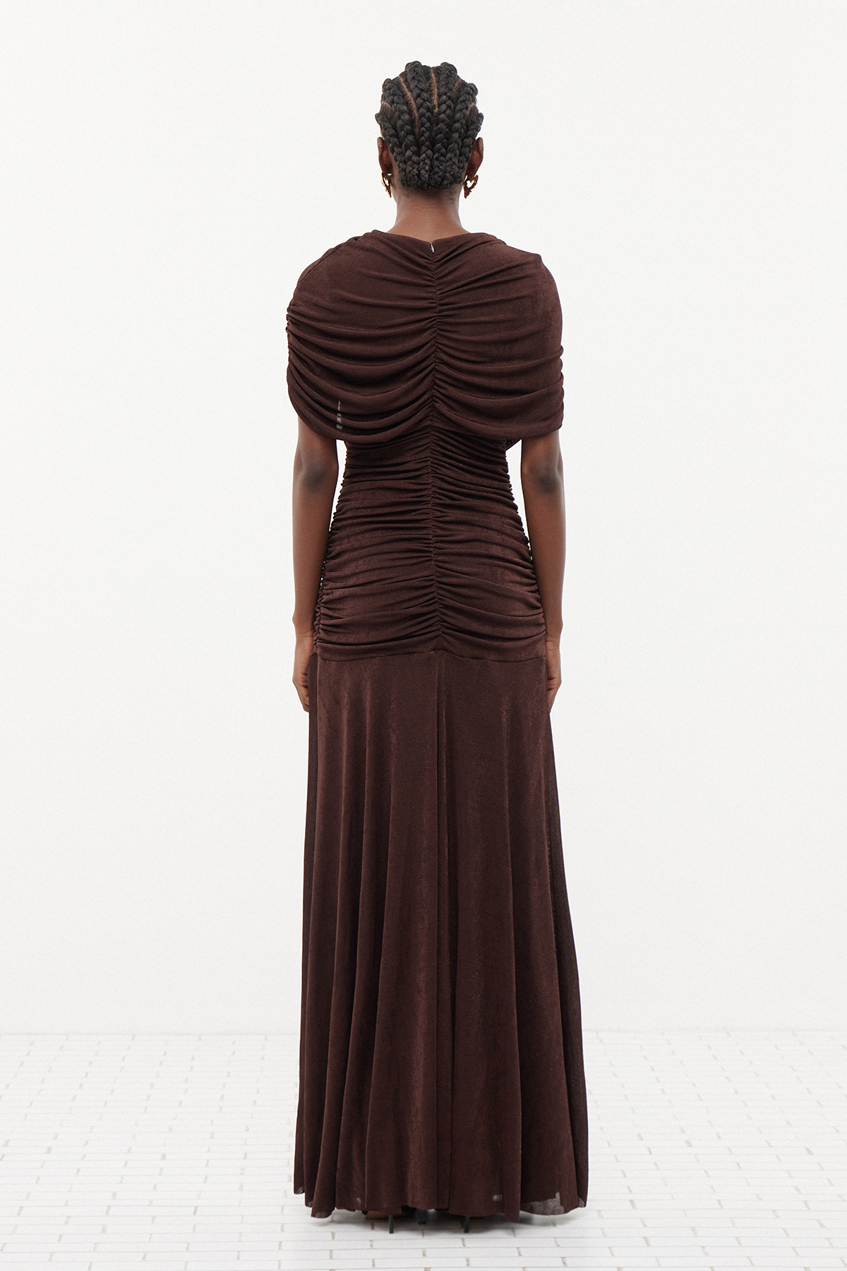 Erla Draped Maxi Dress In Brown