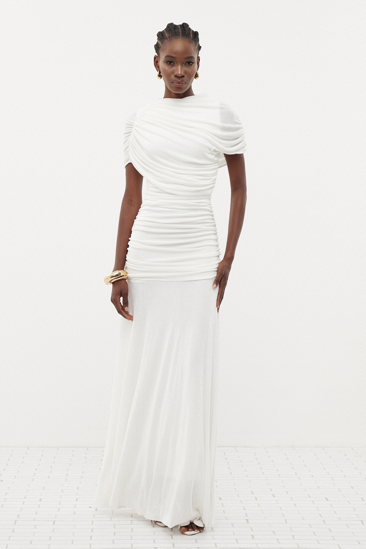 Erla Draped Maxi Dress In White